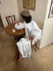 Suzi Maxi Dress With Detachable Feathers in White