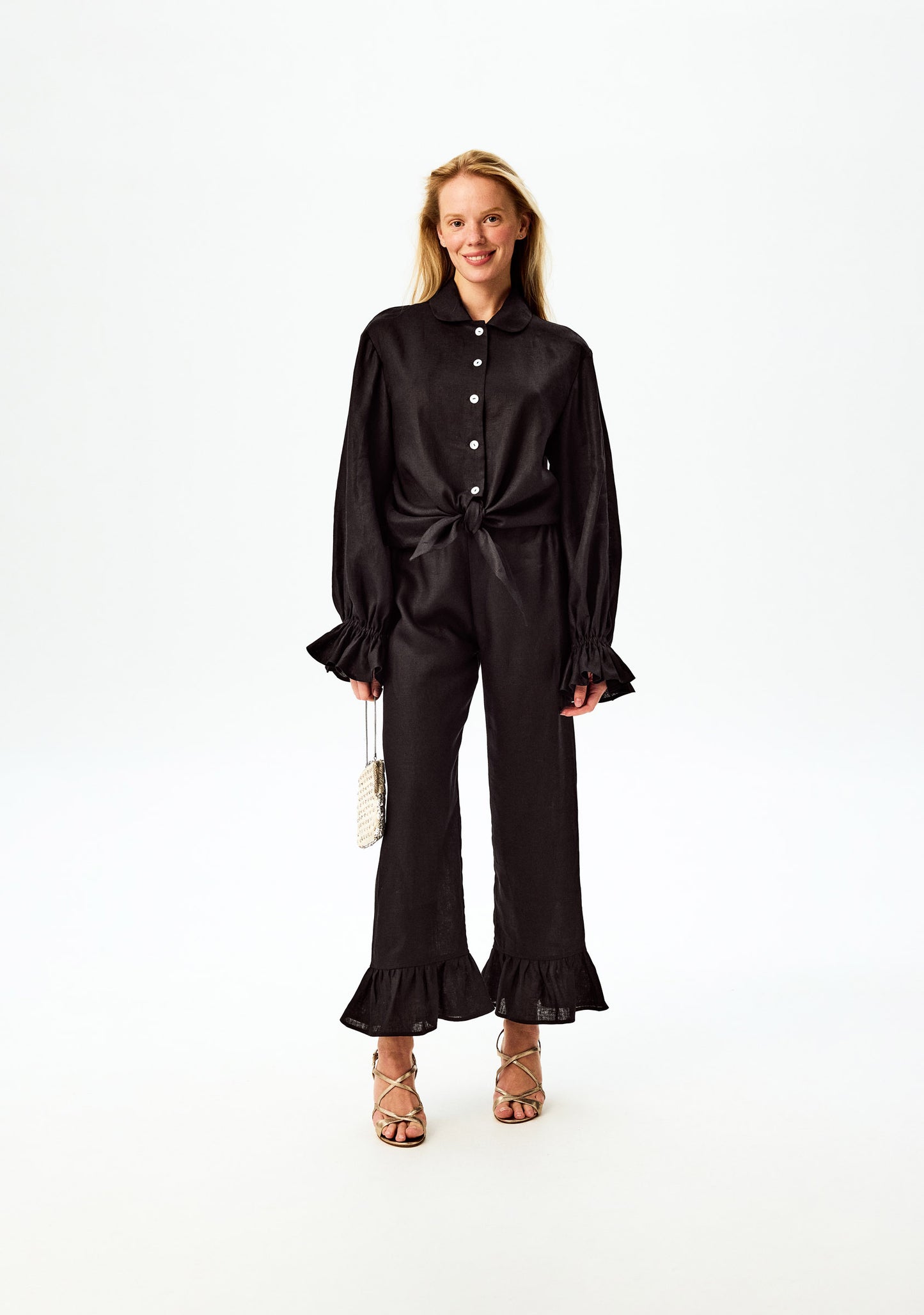 Rumba Linen Lounge Set with Headscarf in Black