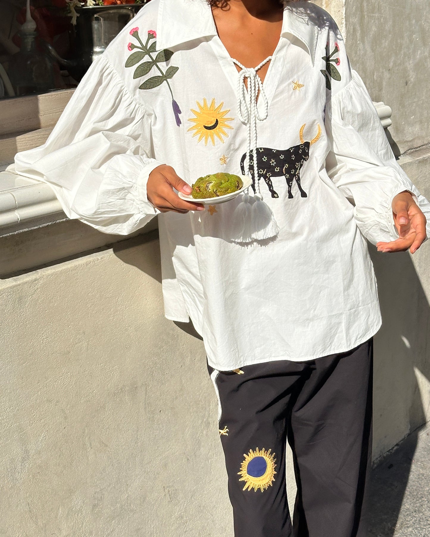 Mystic Appliquéd Cotton Blouse