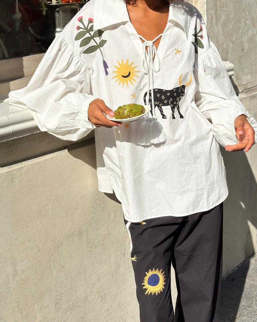 Mystic Appliquéd Cotton Blouse
