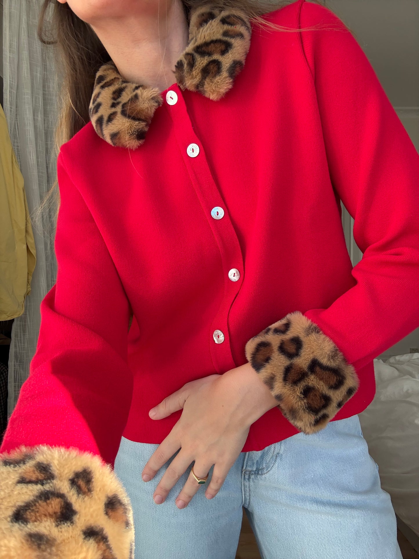 Carmela Knitted Cardigan in Red