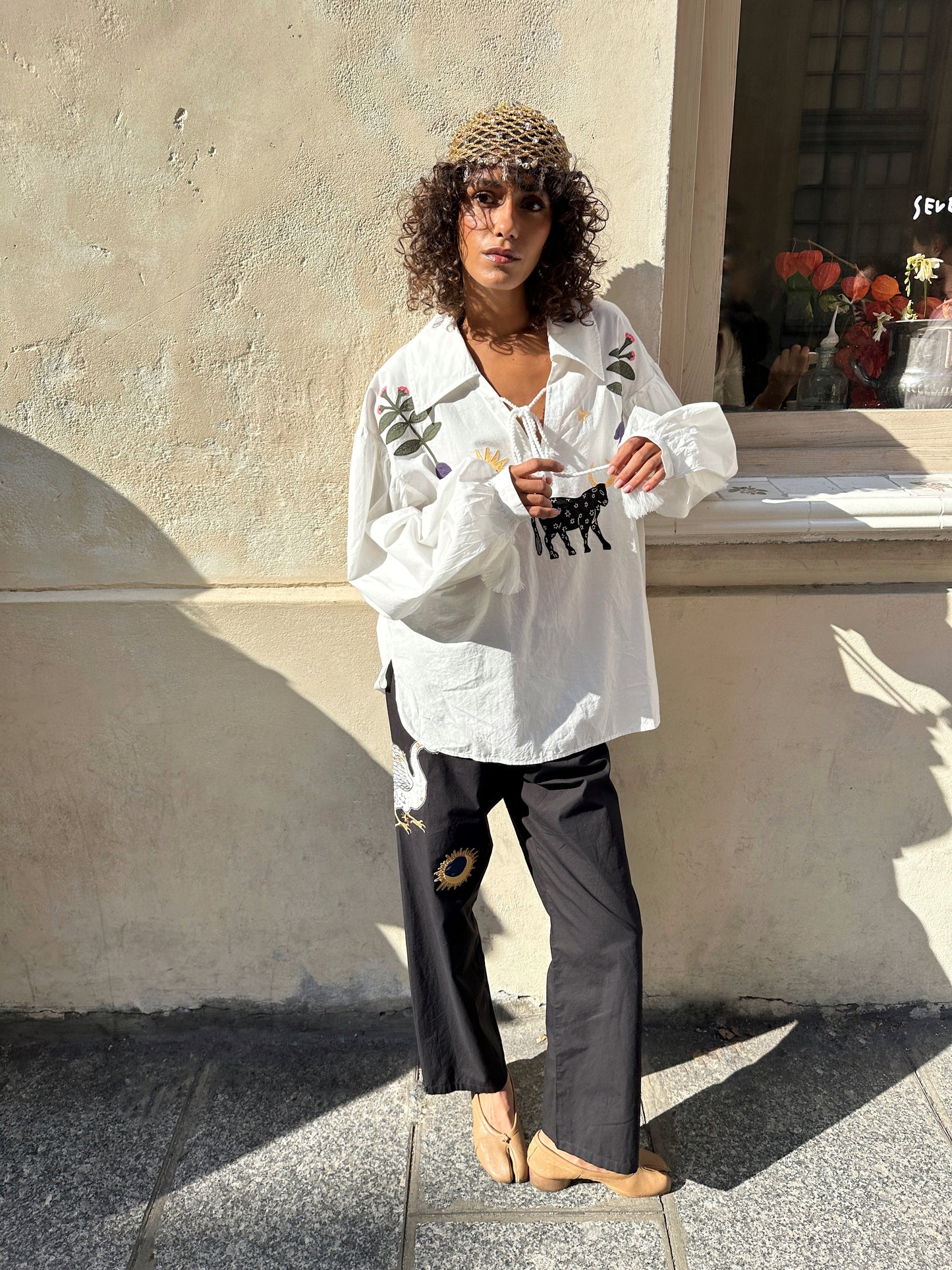 Mystic Appliquéd Cotton Blouse