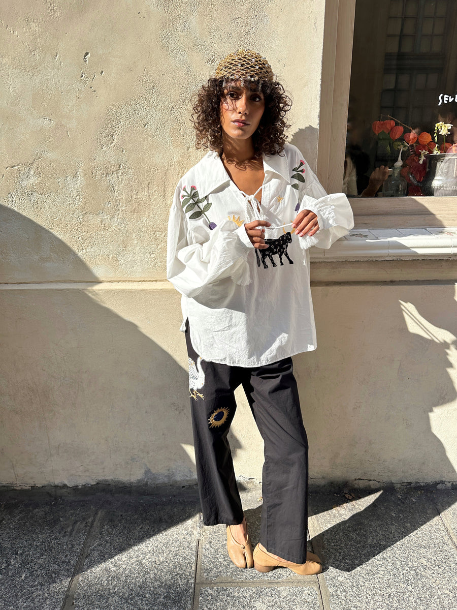 Mystic Appliquéd Cotton Blouse