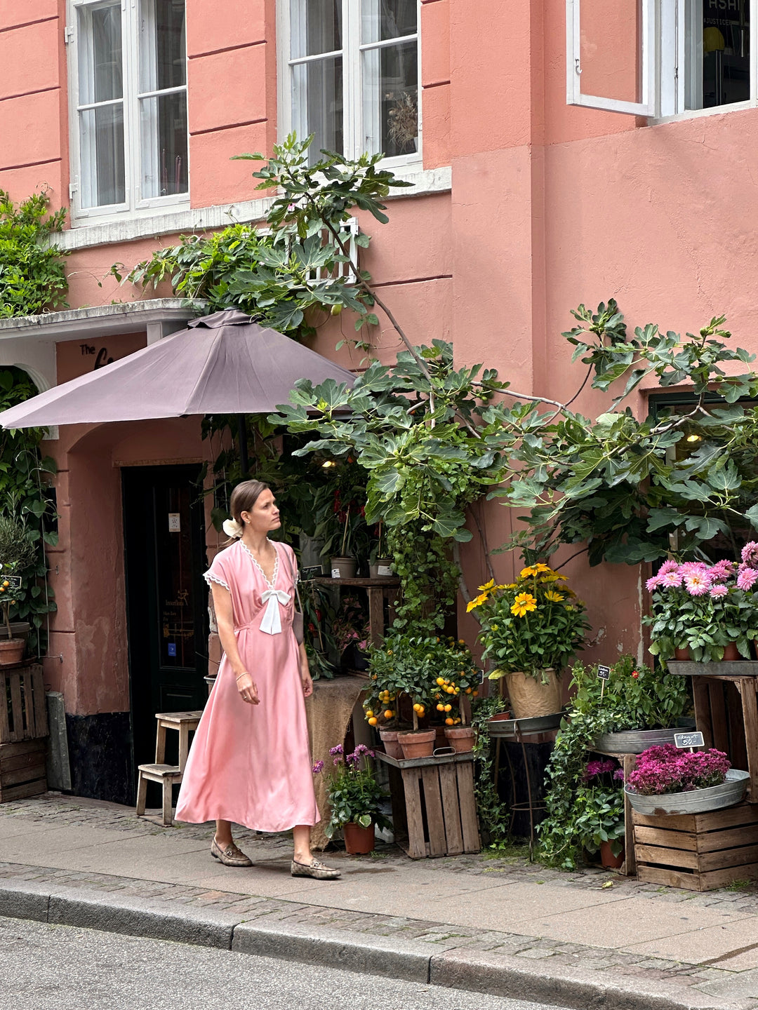The Bow Satin Midi Dress in Pink