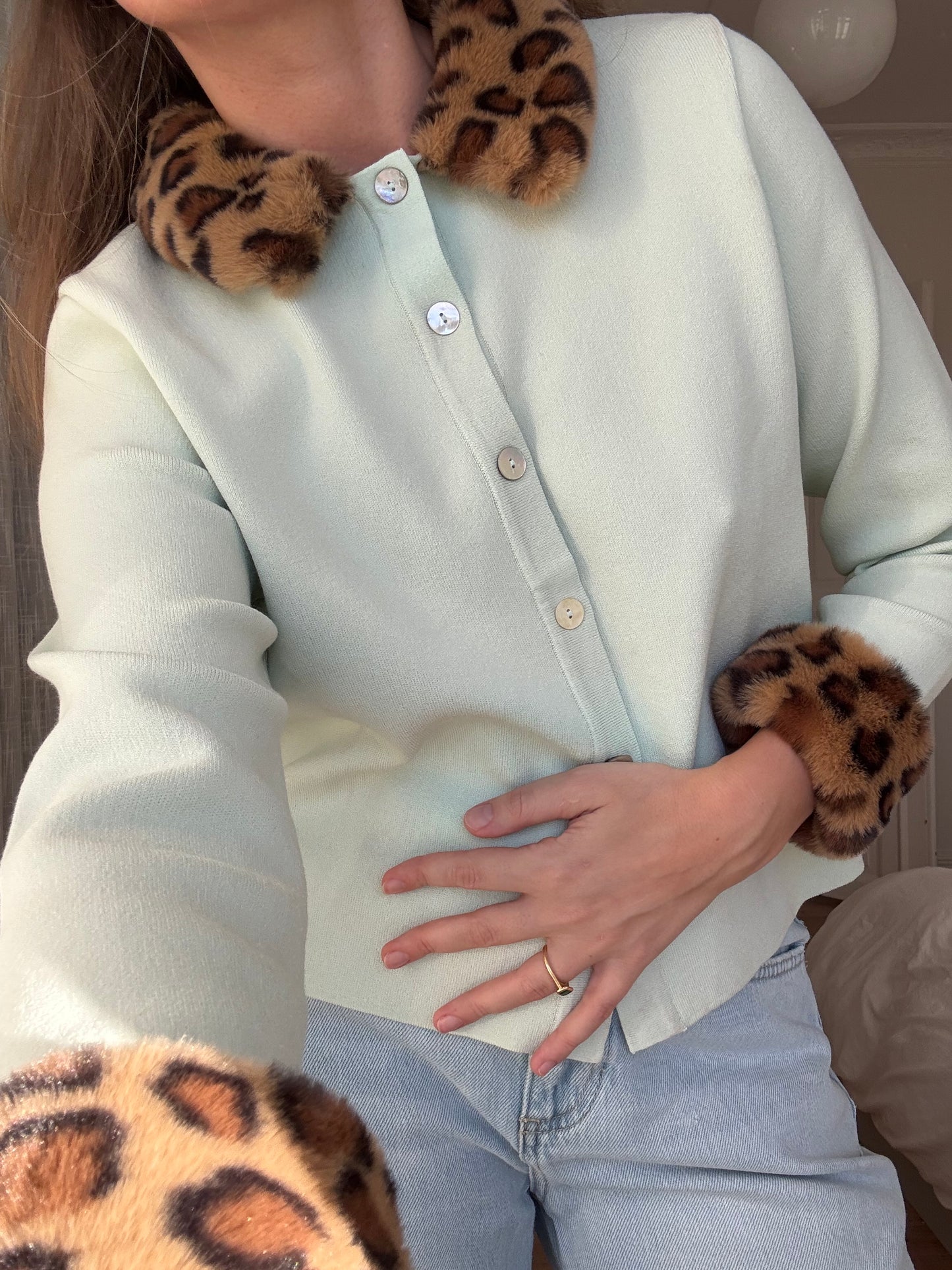 Carmela Knitted Cardigan in Mint