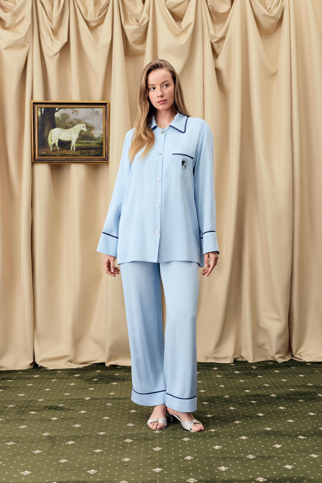 Finnegan Unisex Pajama Shirt in Blue