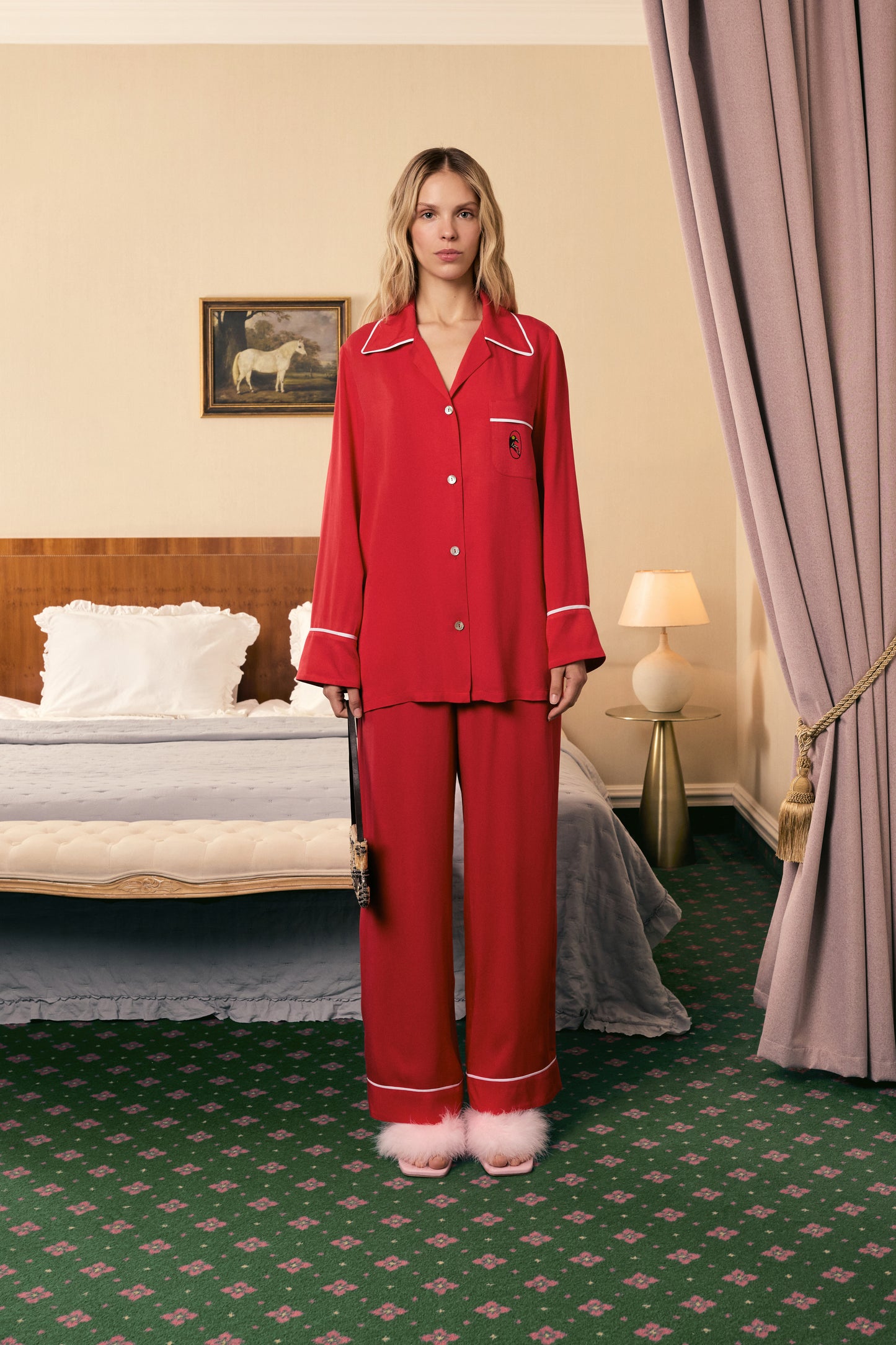 Finnegan Unisex Pajama Shirt in Red