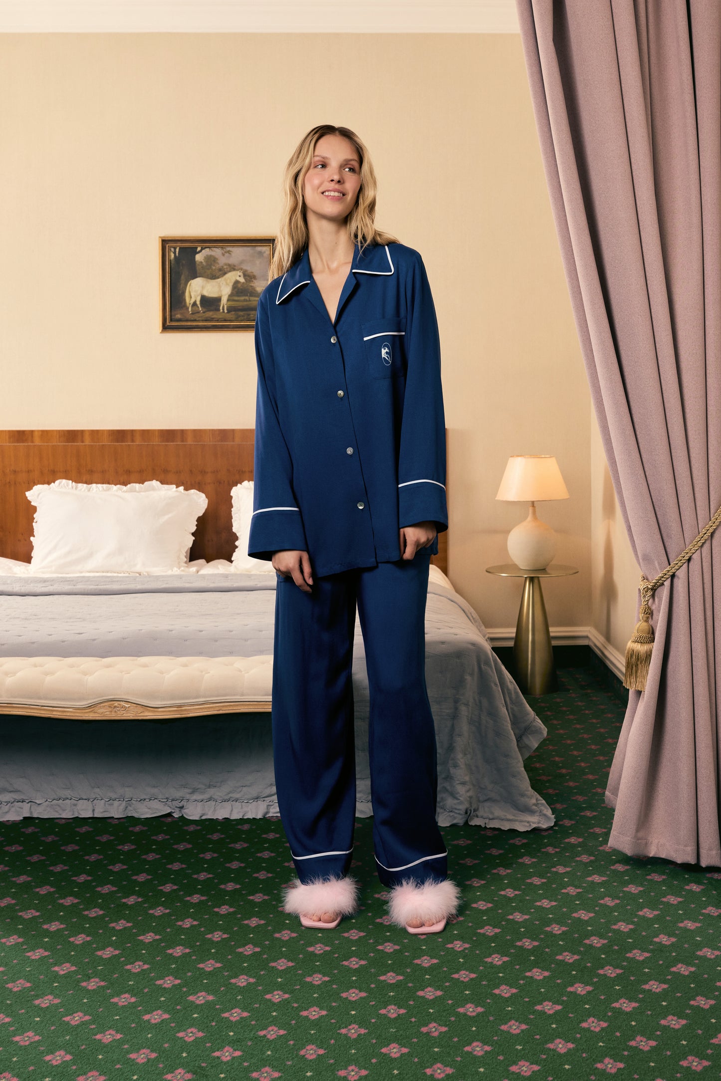 Finnegan Unisex Pajama Shirt in Navy