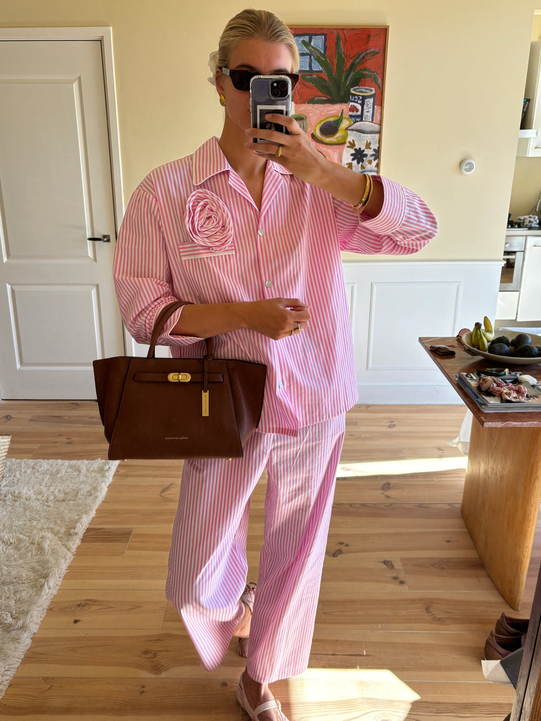 The Rose Cotton Pajama Set in Pink Stripes