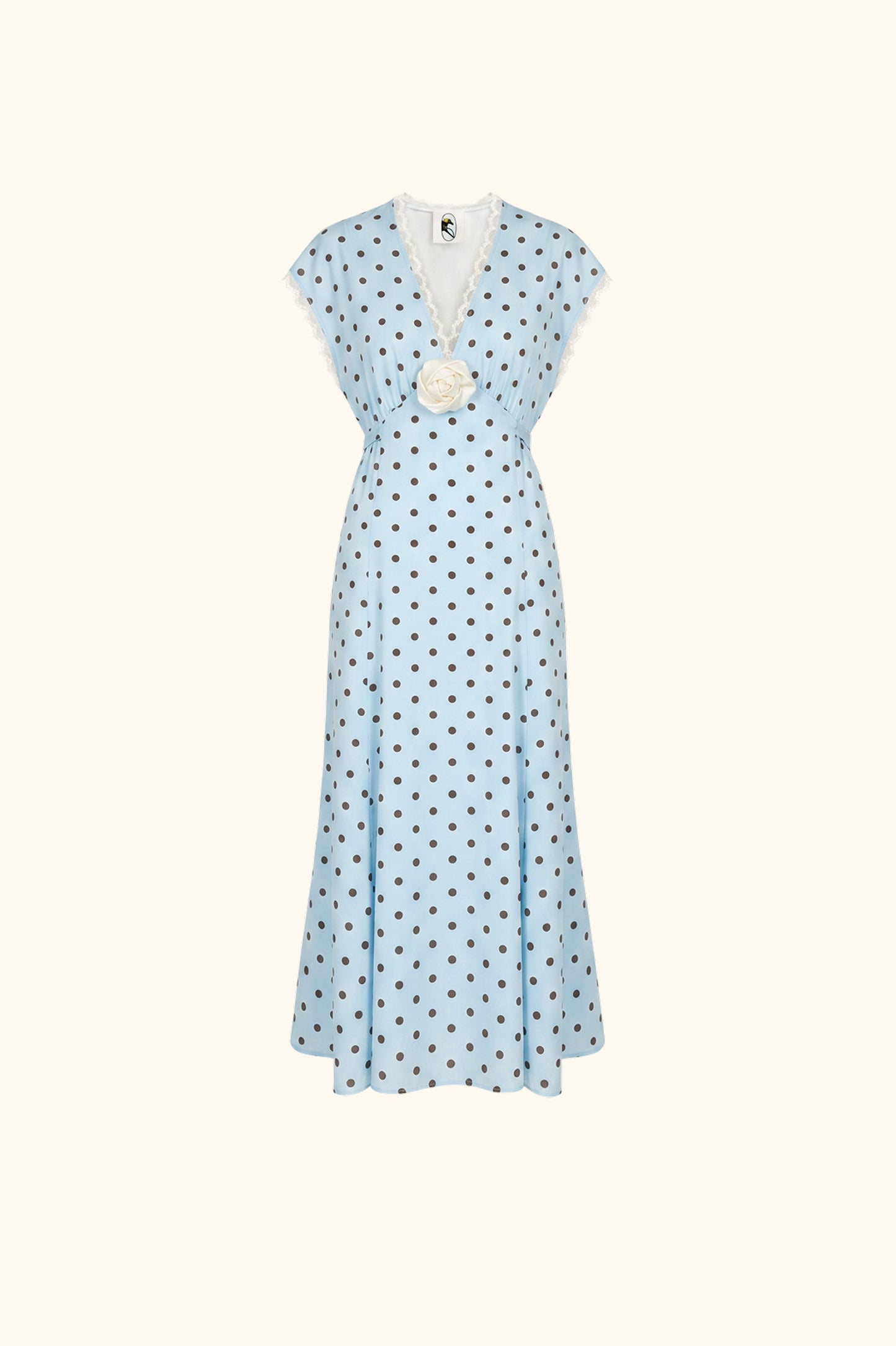 The Genus Rosa Midi Dress in Blue with Polka Dot