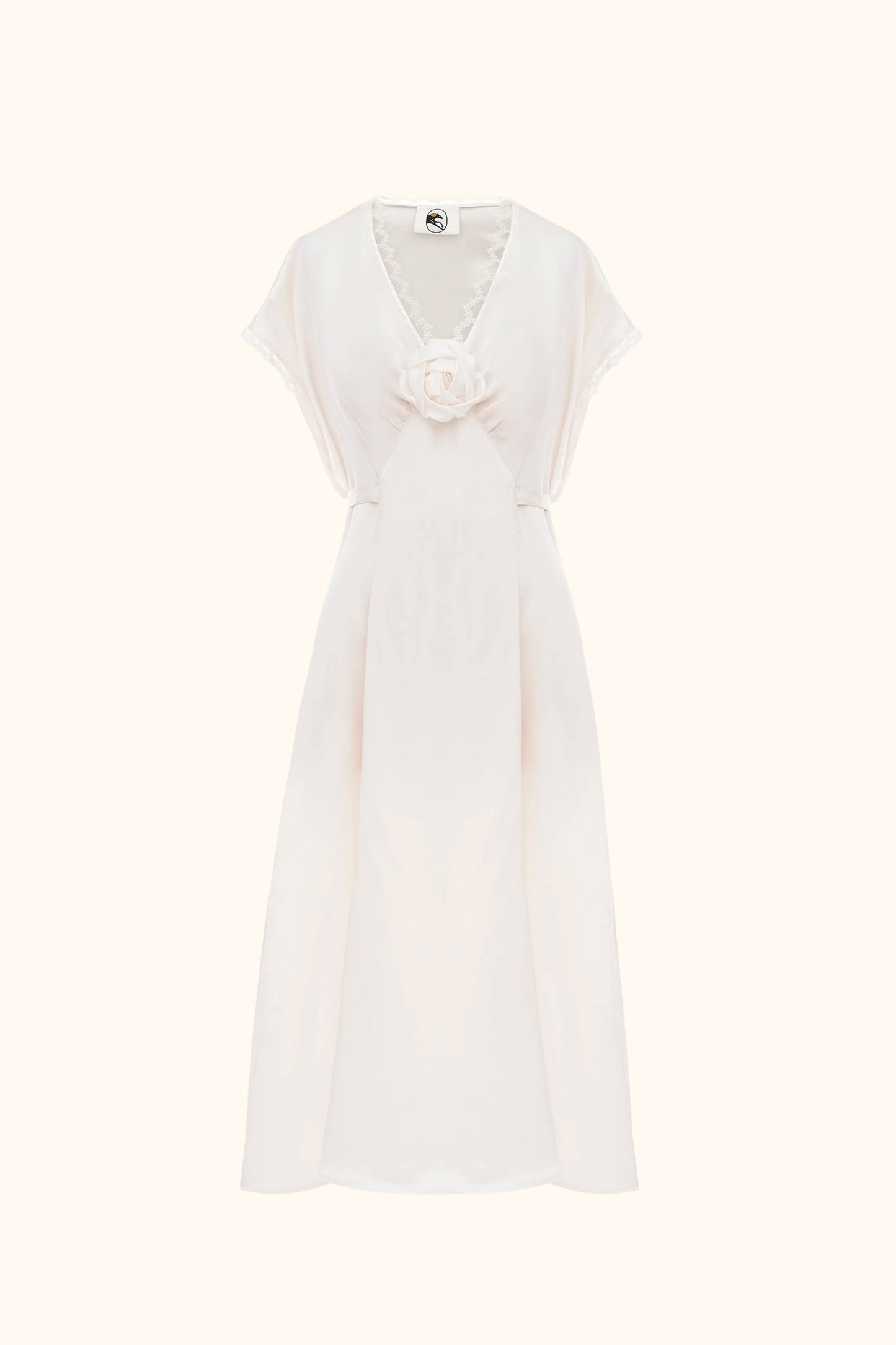 The Genus Rosa Satin Dress in Milk
