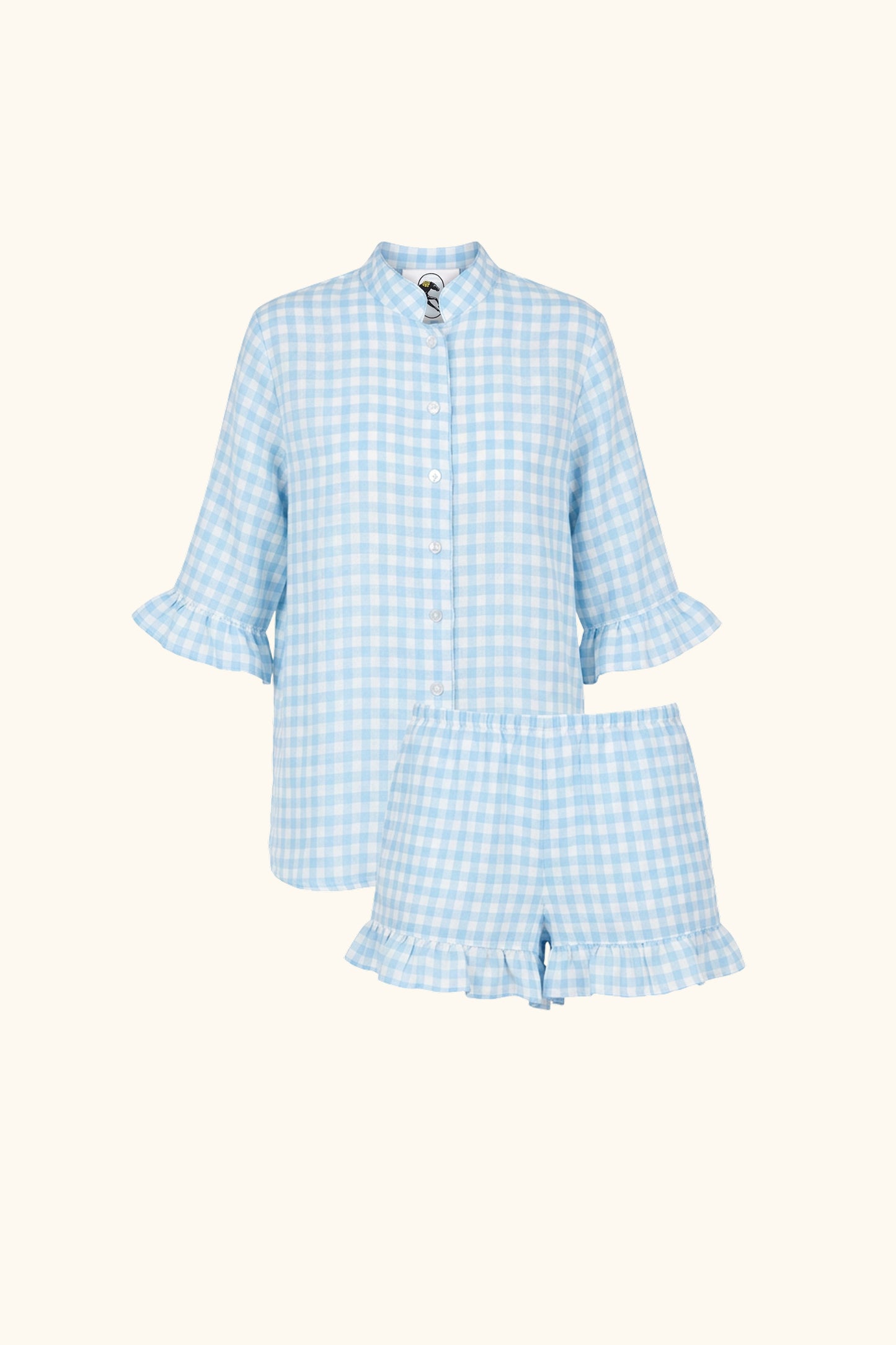 Linen Lounge Suit in Blue Vichy