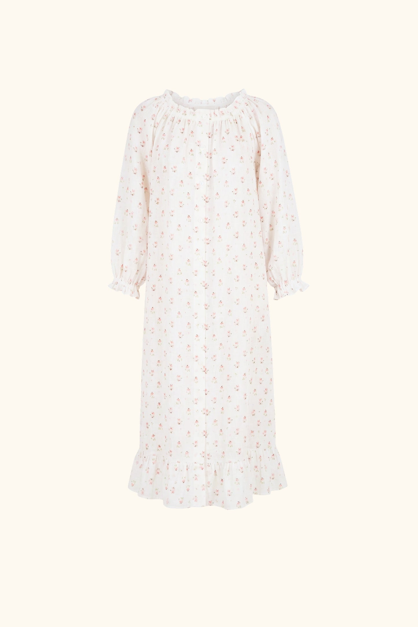 Loungewear Linen Dress with Hair Ribbon in Bouquets