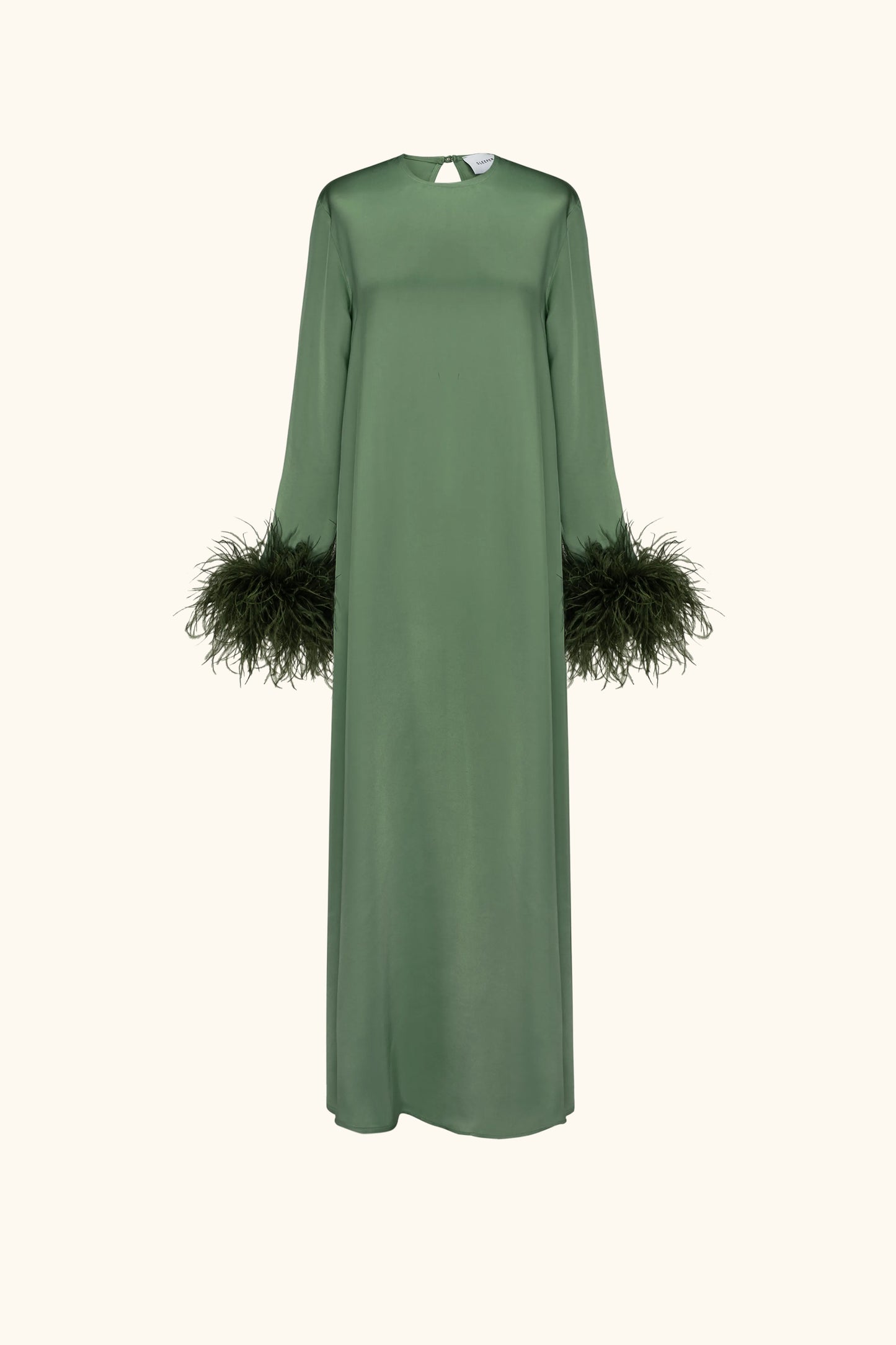 Suzi Maxi Dress with Detachable Feathers in Green
