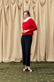 Miss Kitty Cardigan with Detachable Feathers in Red
