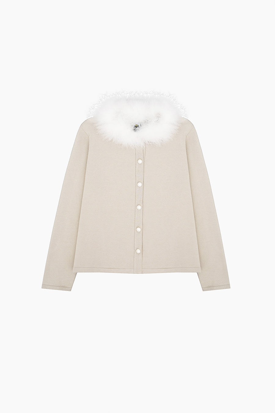 Miss Kitty Cardigan with Detachable Feathers in Beige