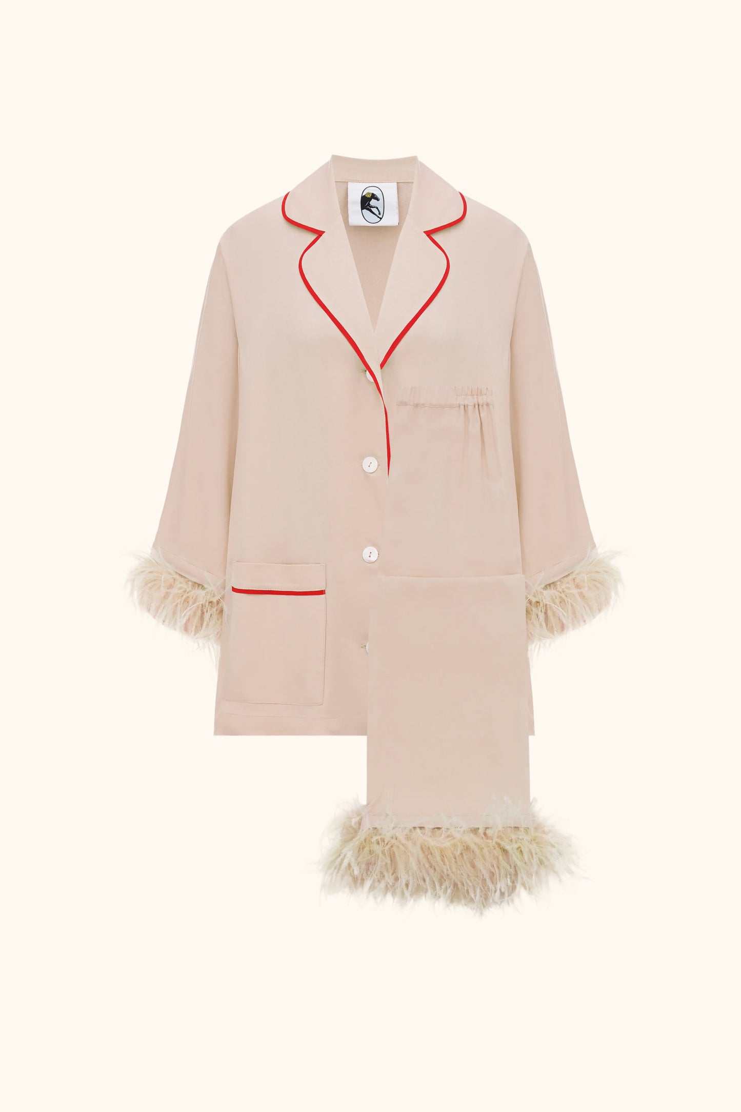 Party Pajamas Set with Detachable Feathers in Beige