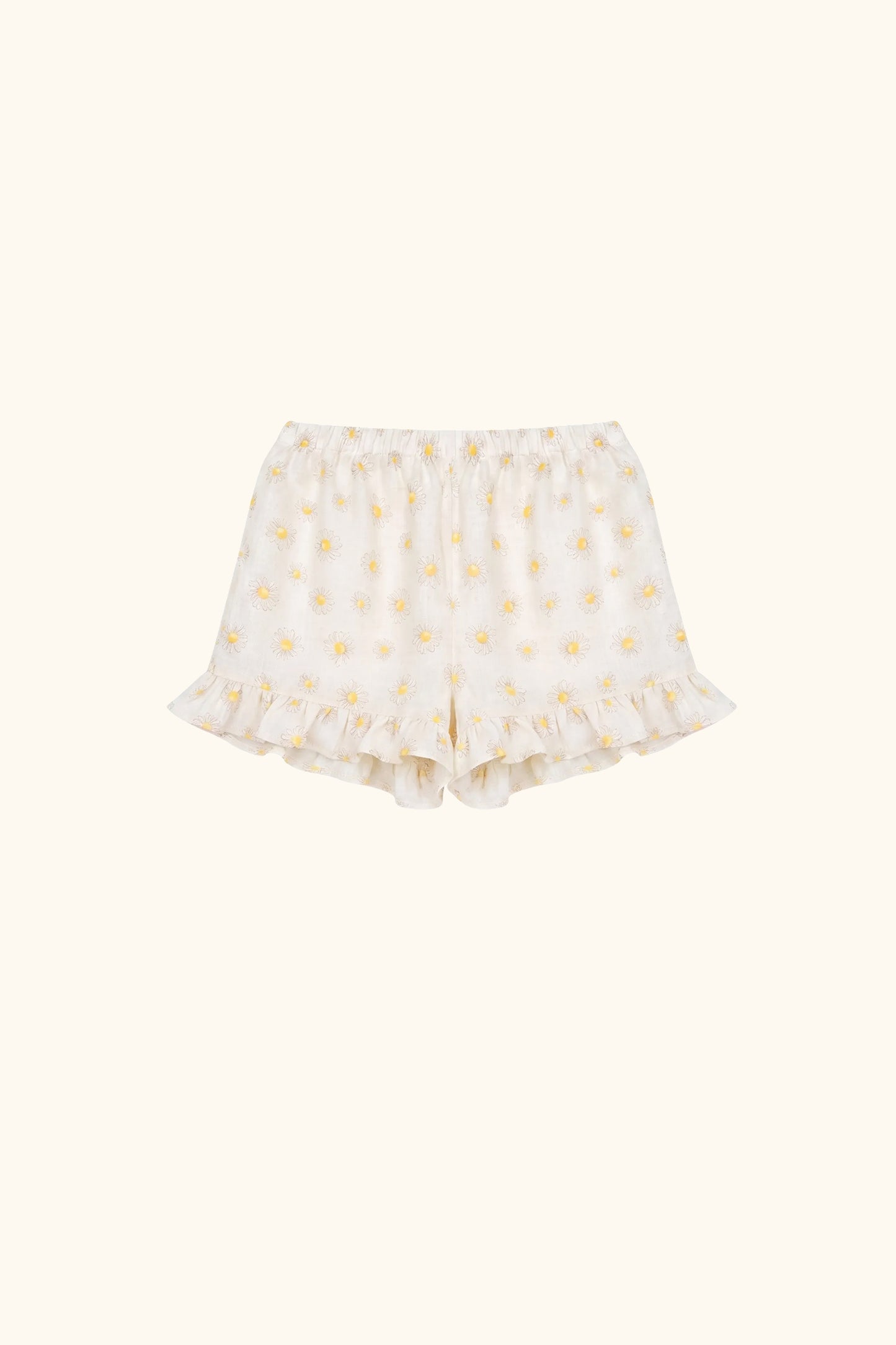 Puff Linen Lounge Shorts with Headscarf in Daisies