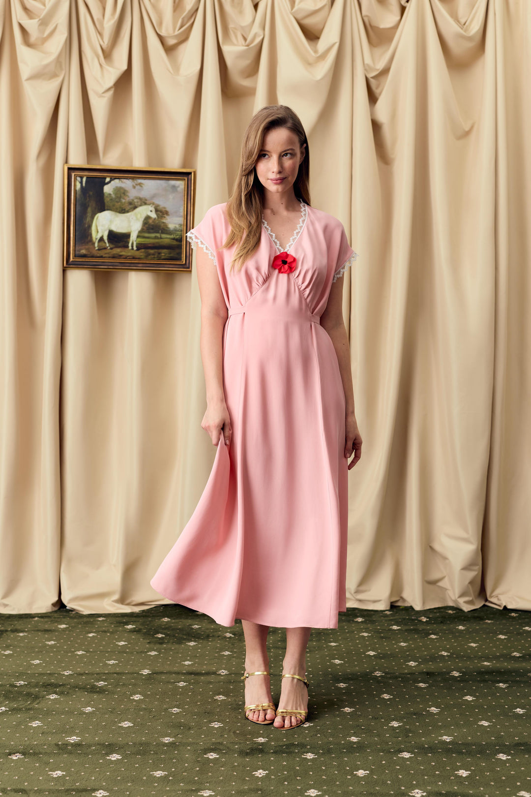 Poppi Midi Dress in Pink