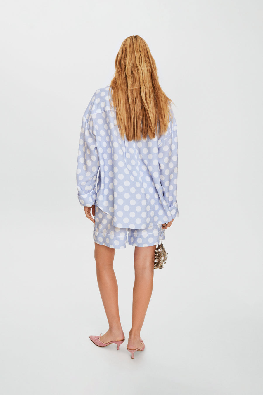 Pastelle Oversized Set with Shorts in Blue Polka Dot