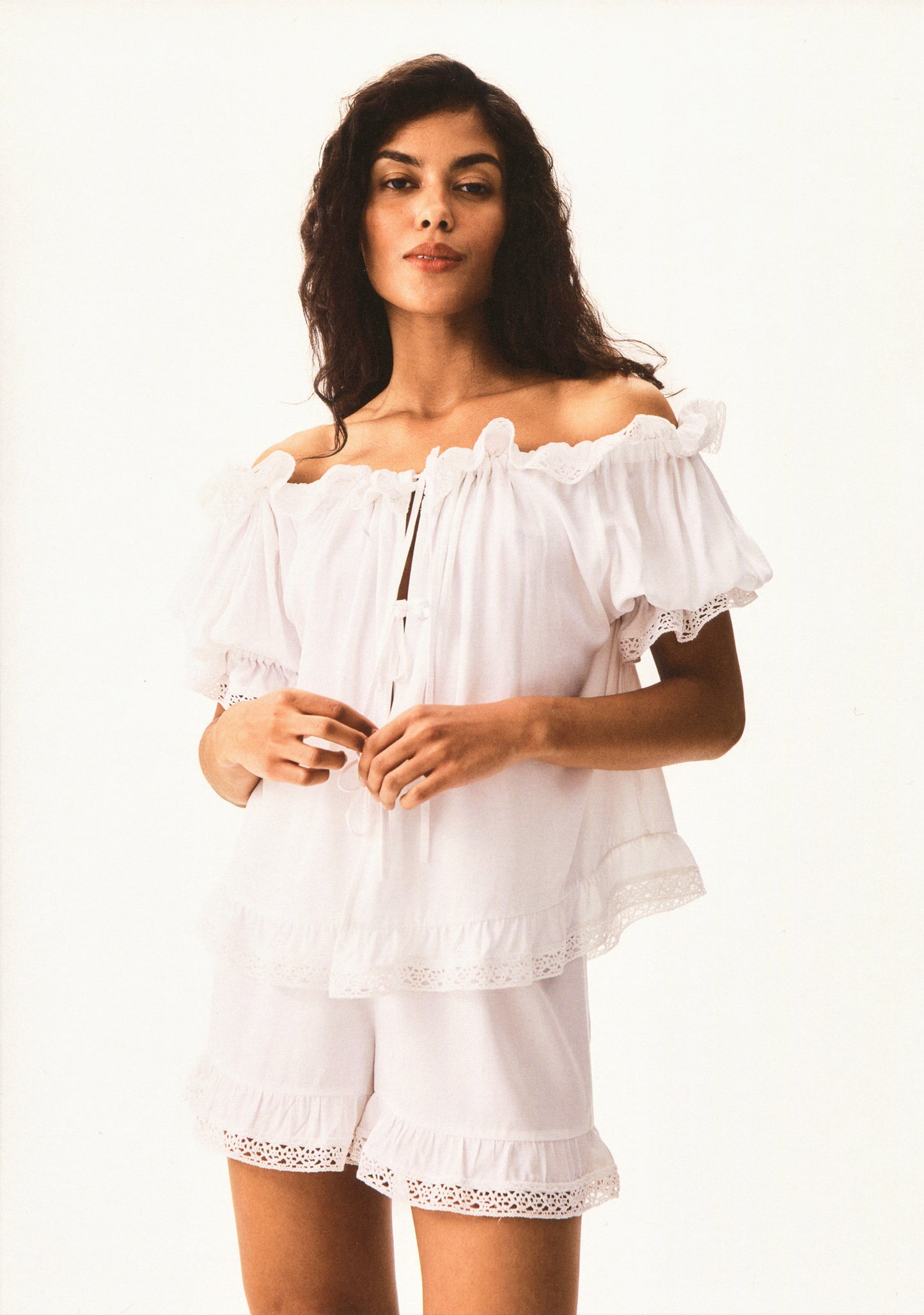 Romantica Lounge Set with Shorts in White