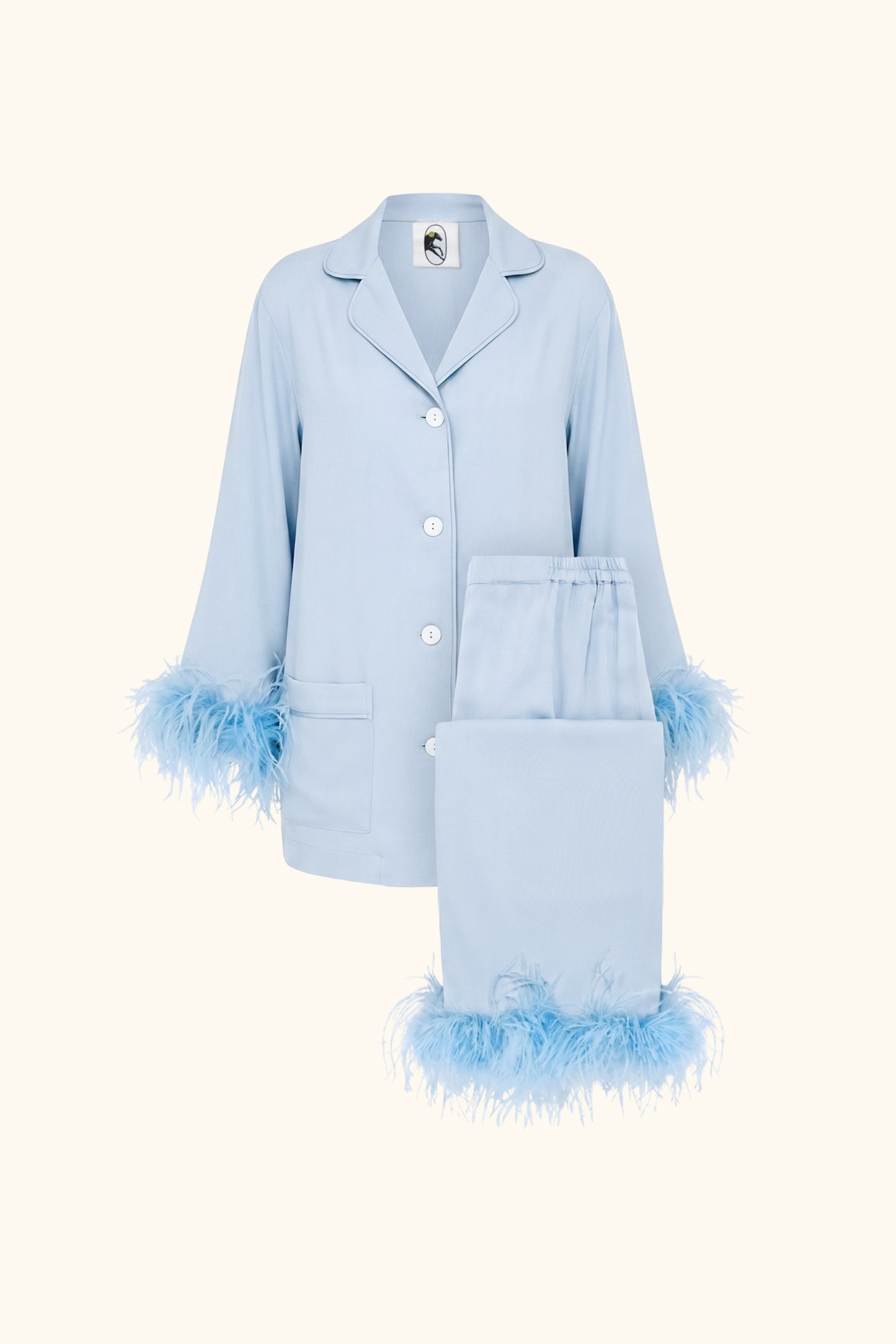 Party Pajamas Set with Detachable Feathers in Dust Blue