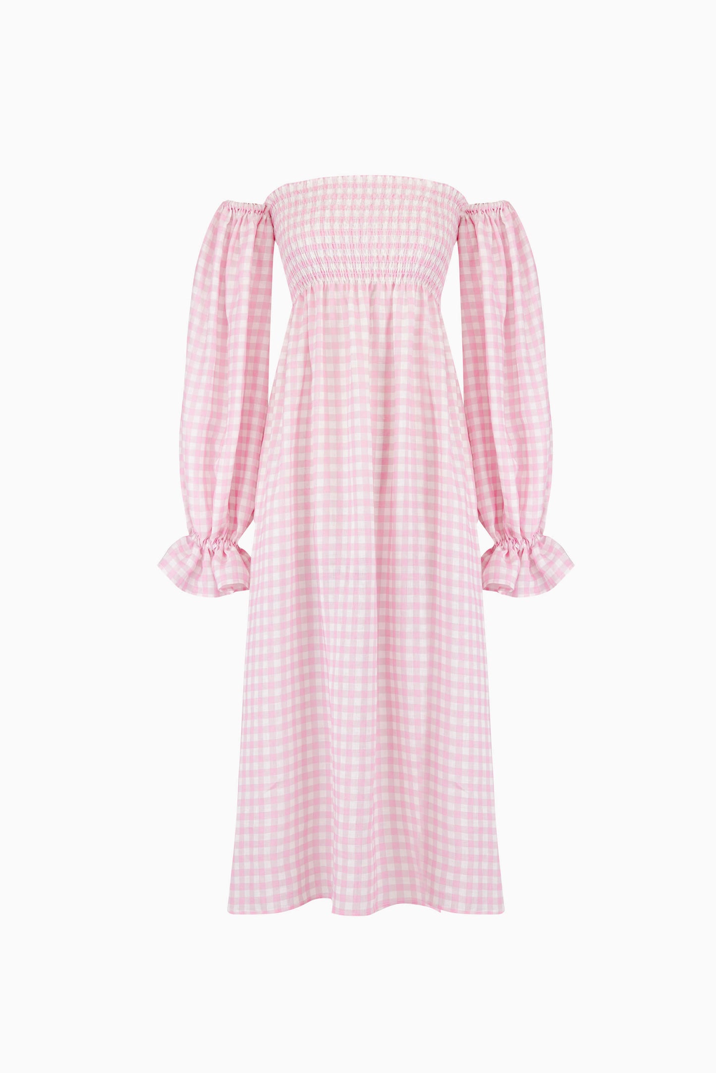 Atlanta Linen Dress in Pink Vichy