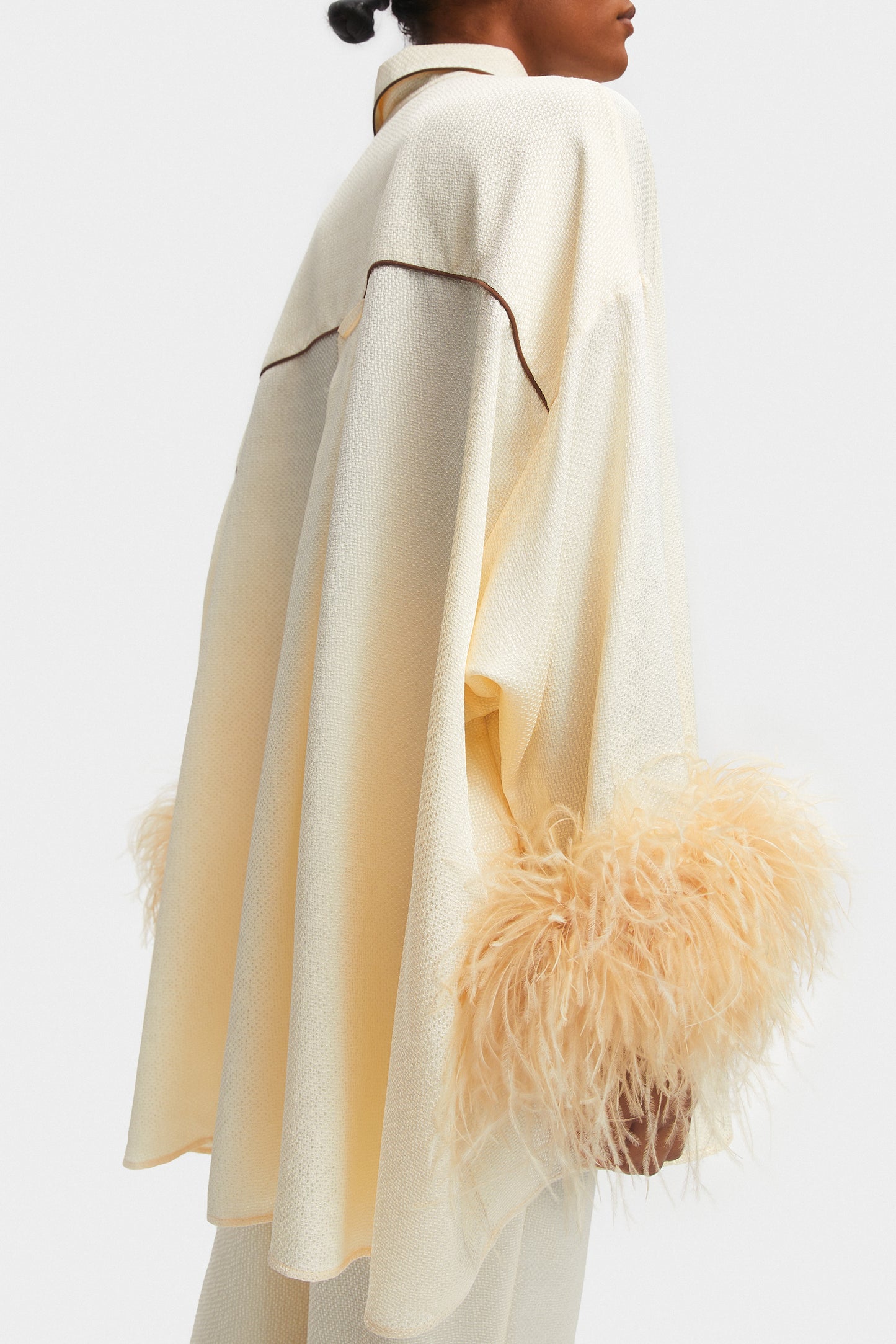 Pastelle Oversized Jacquard Shirt Dress in Pearl