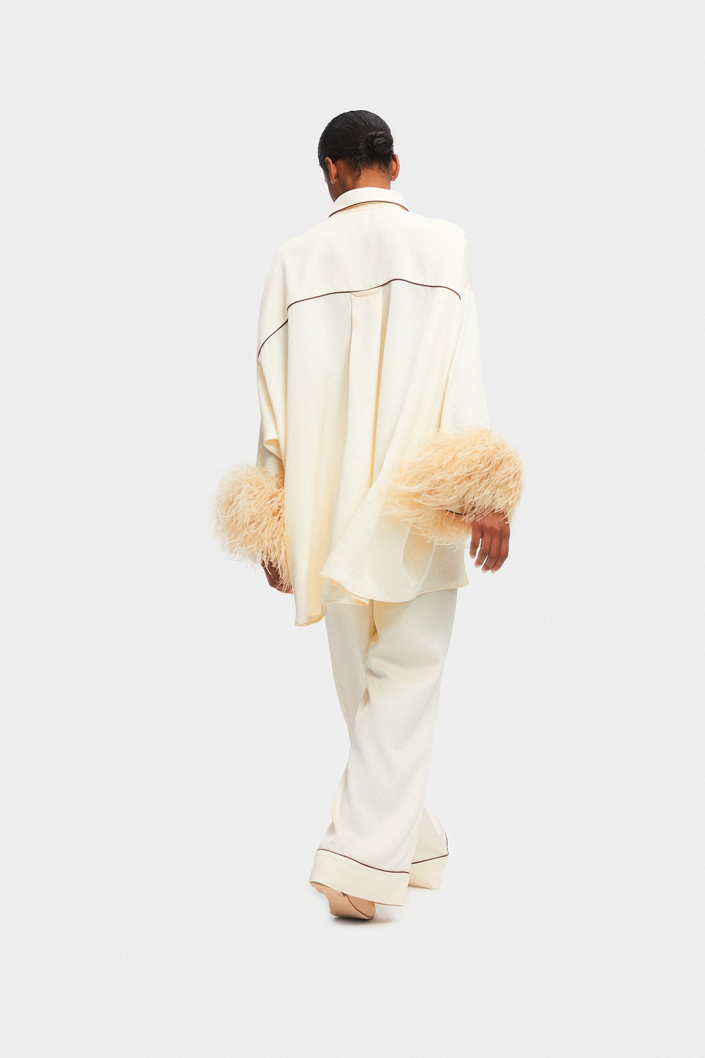 Pastelle Oversized Jacquard Shirt Dress in Pearl