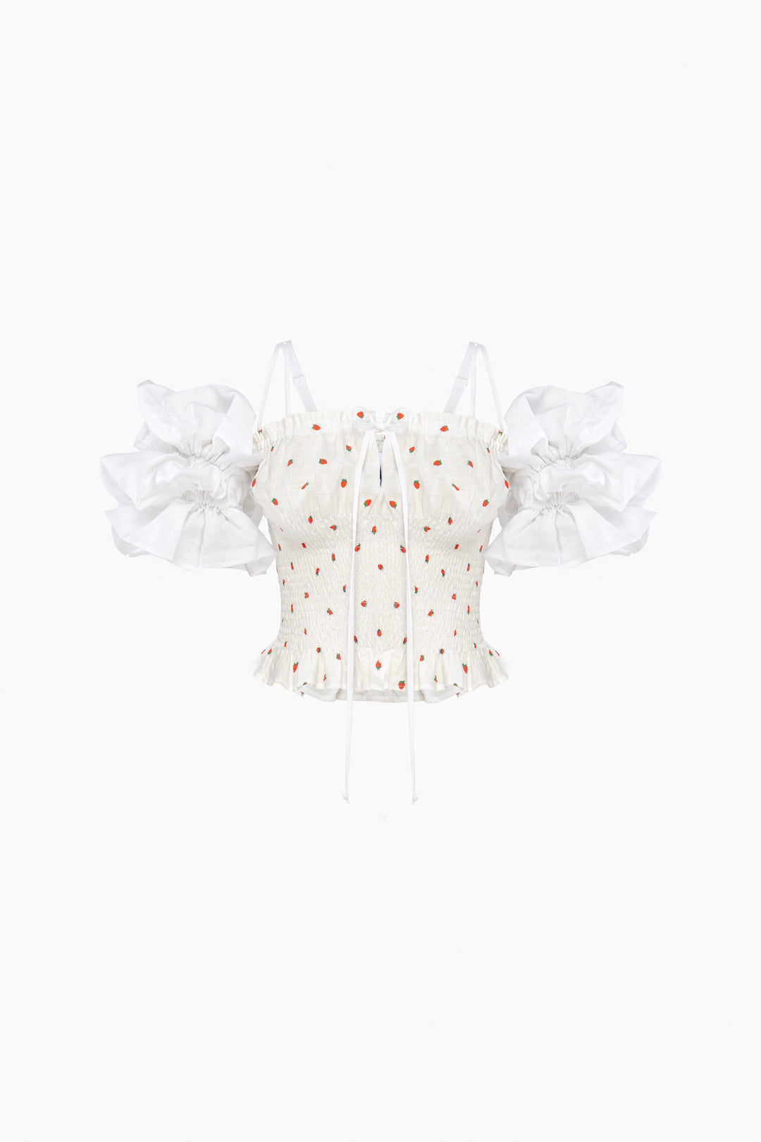Arle Ruffled Linen Top in Strawberries