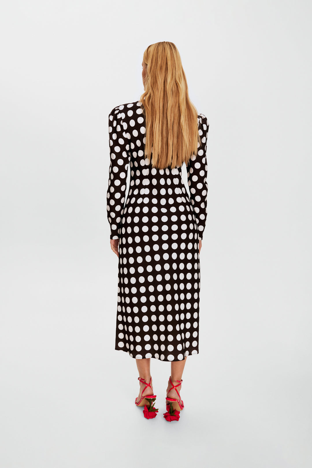 Donna Maxi Dress in Black Polka Dot