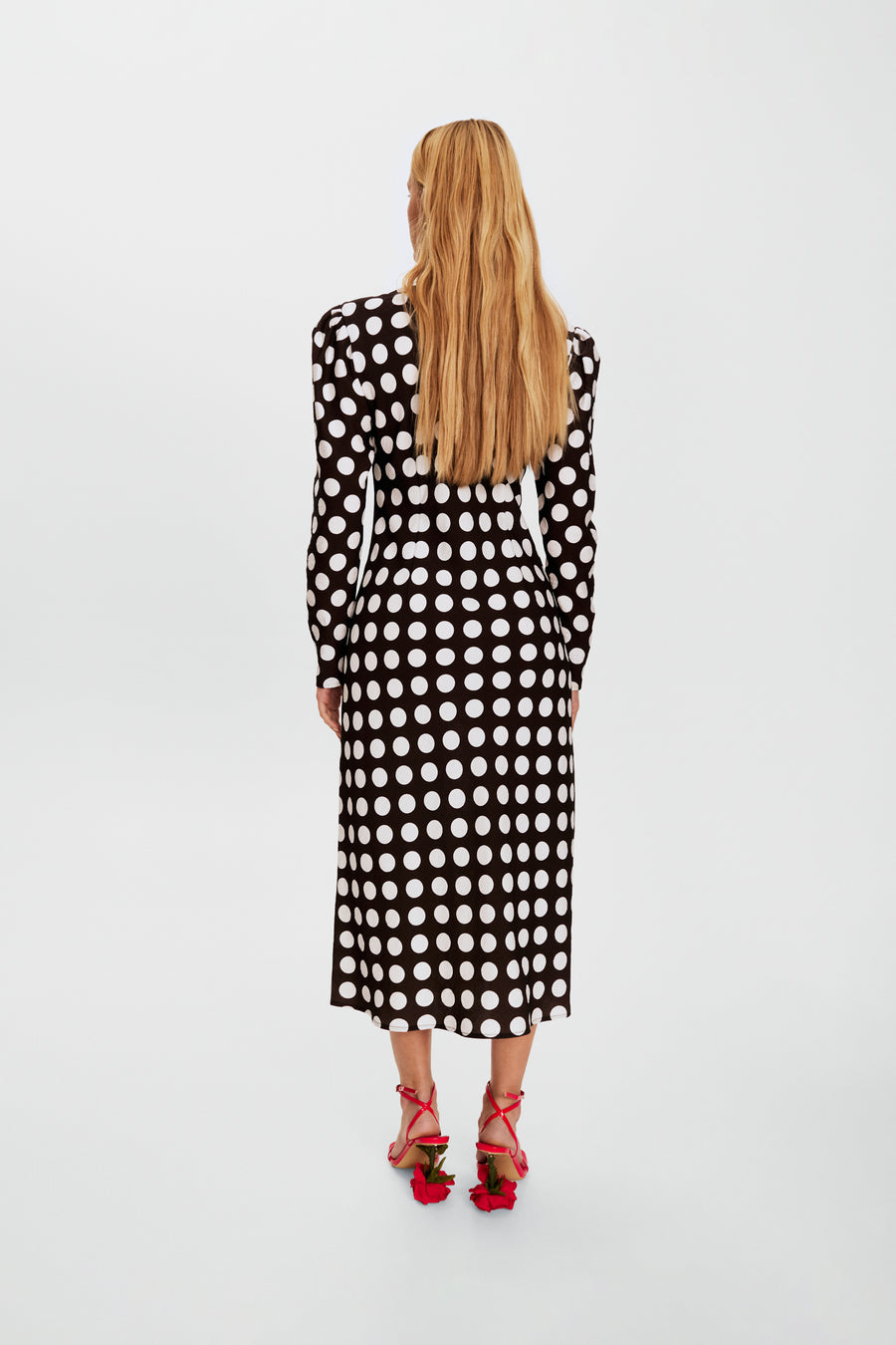 Donna Maxi Dress in Black Polka Dot