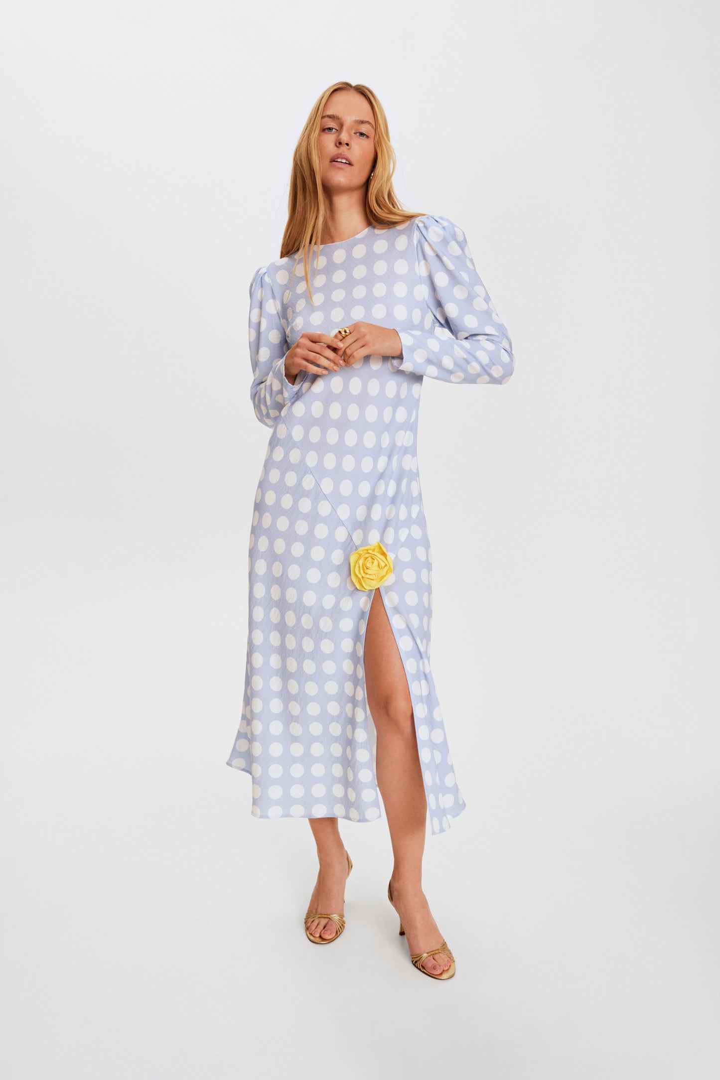 Donna Maxi Dress in Blue Polka Dot