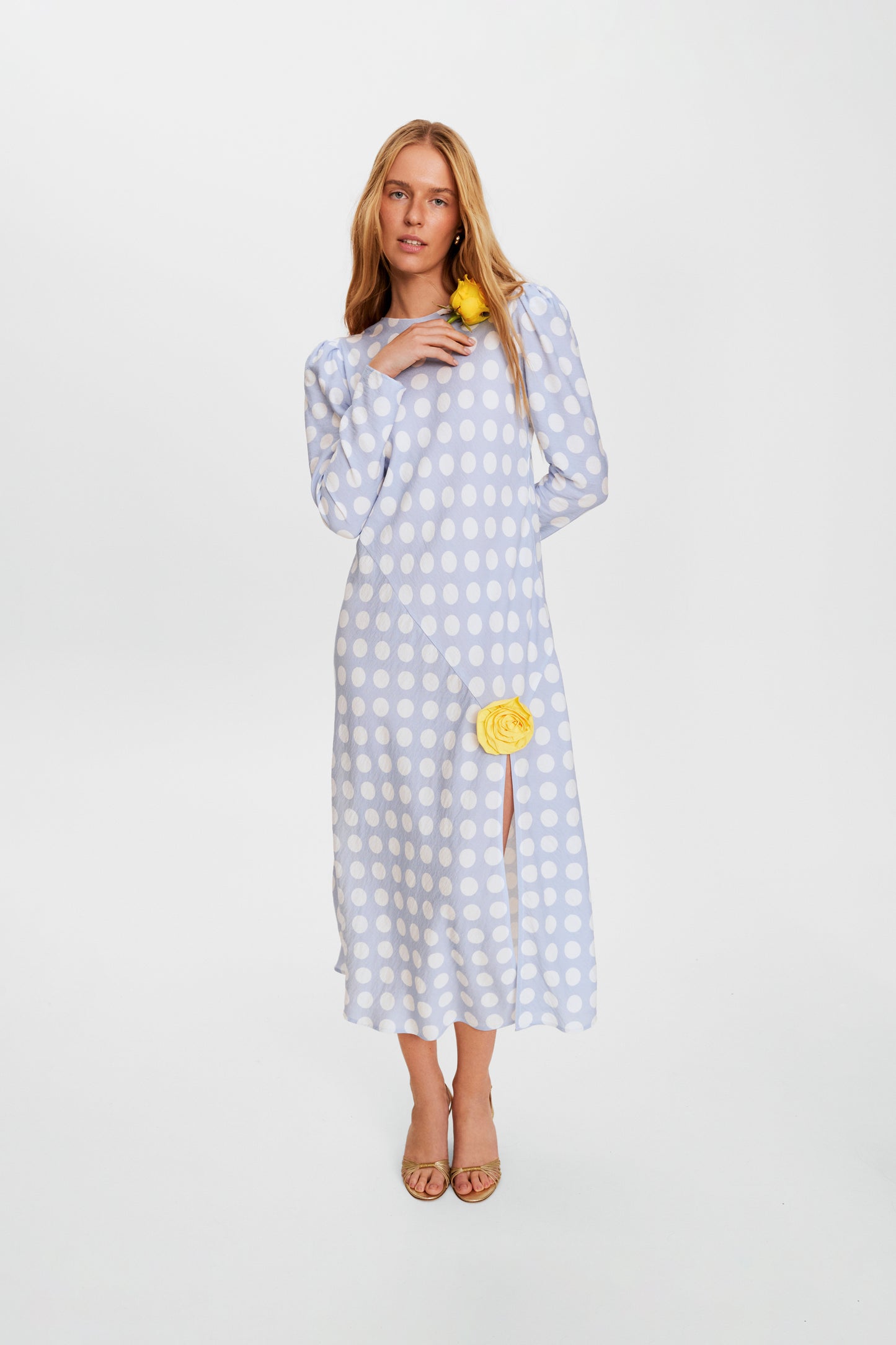 Donna Maxi Dress in Blue Polka Dot