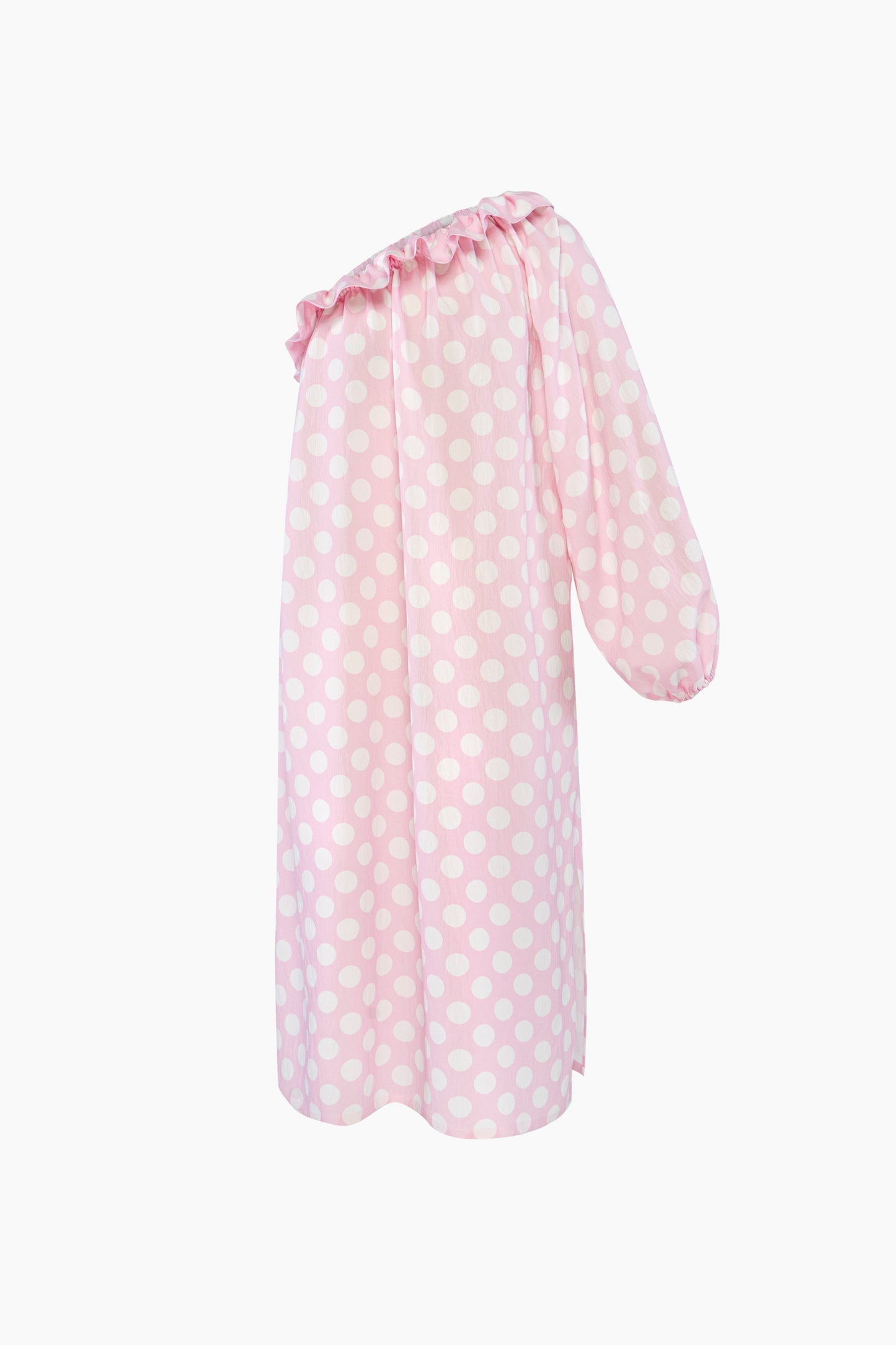 Gaia Soft Viscose Midi Dress in Pink Polka Dot