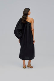 Gaia Cotton Midi Dress in Black