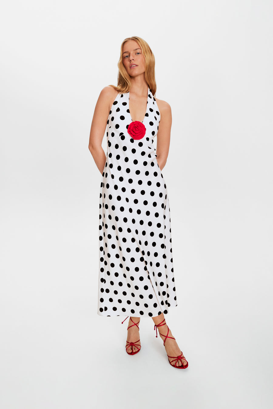 Jardin Halterneck Maxi Dress in Polka Dot