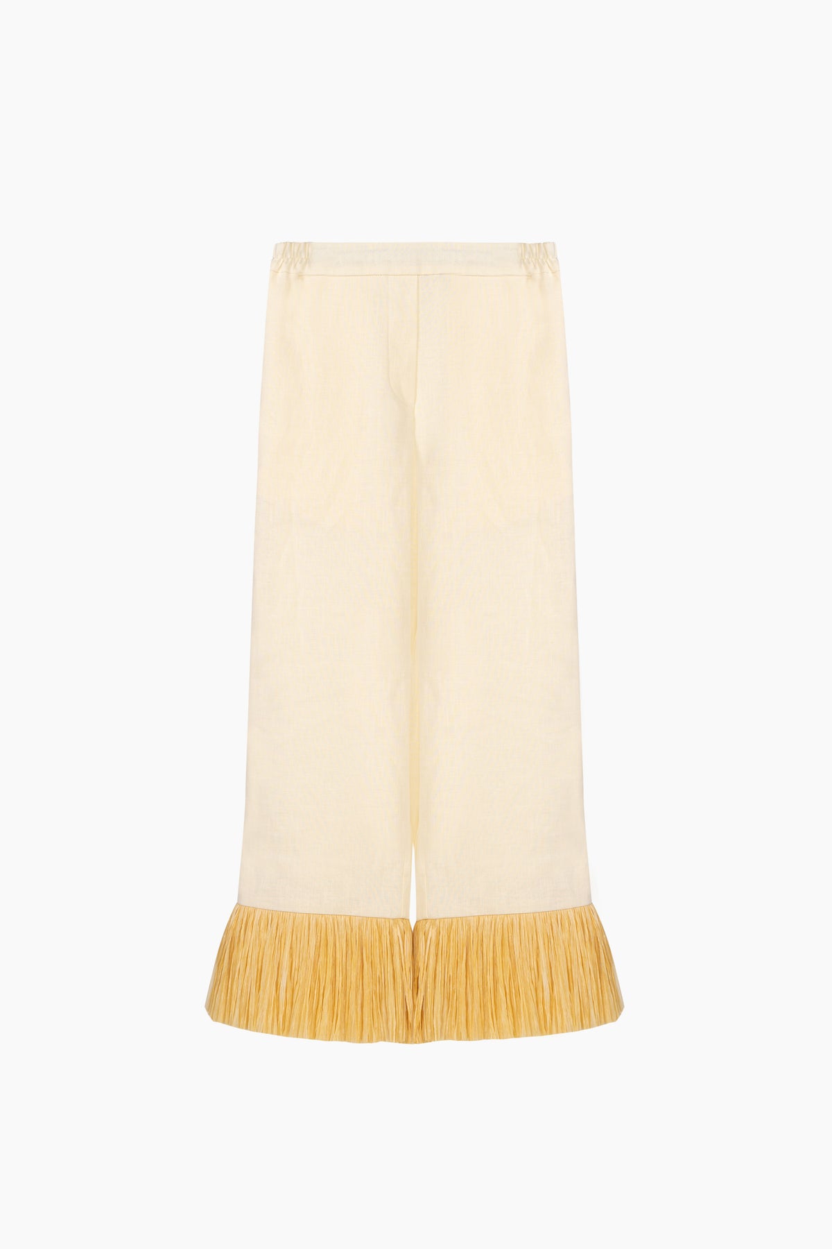 Crusoe Raffia Linen Pants in Milk