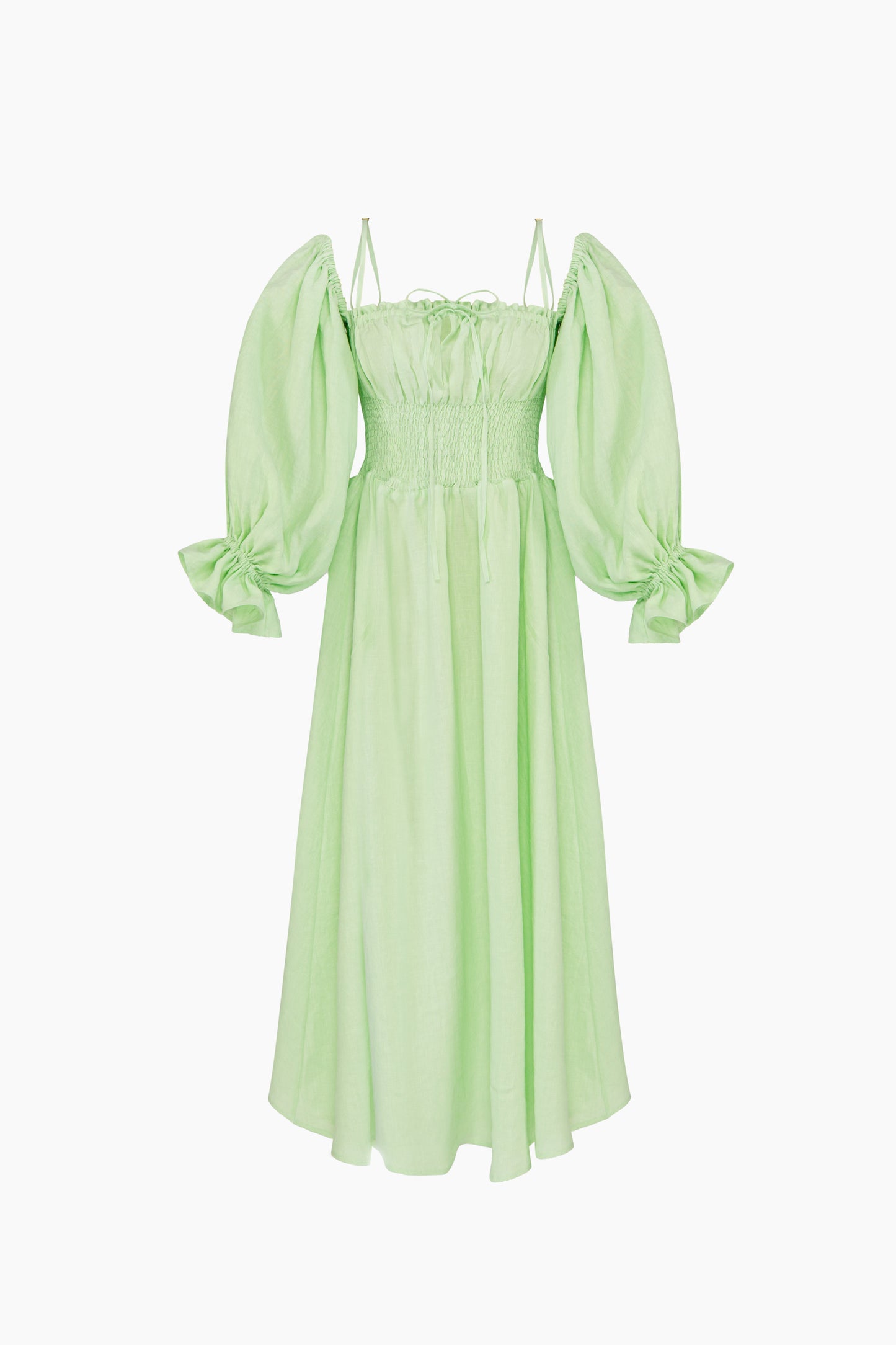 Cancan Linen Maxi Dress in Green