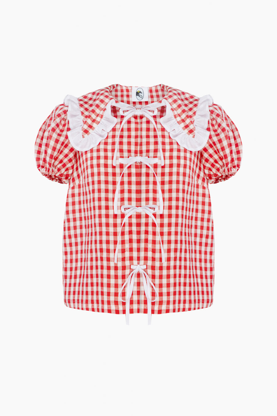 Puff Linen Lounge Shirt in Red Vichy