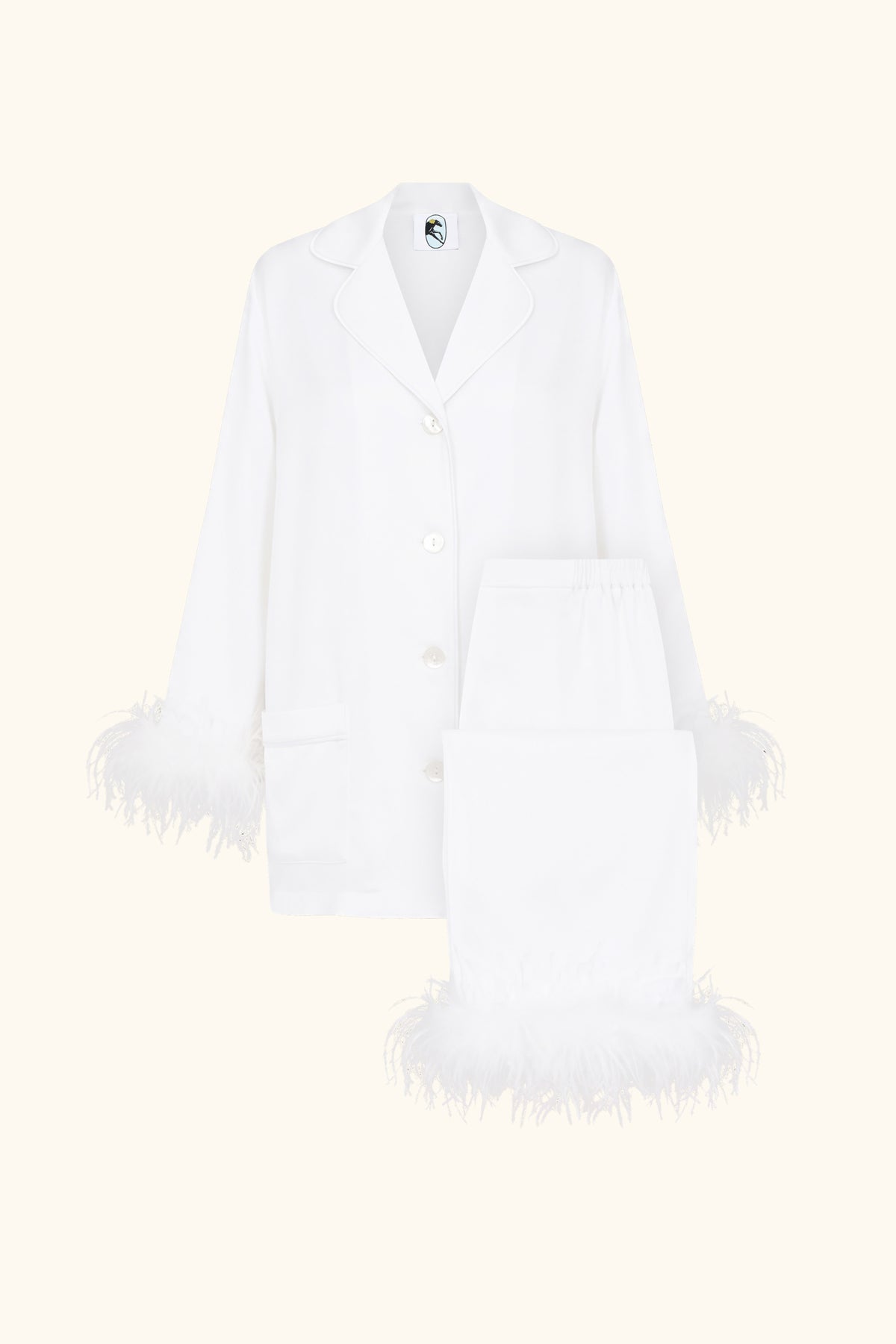 Party Pajamas Set with Detachable Feathers in White