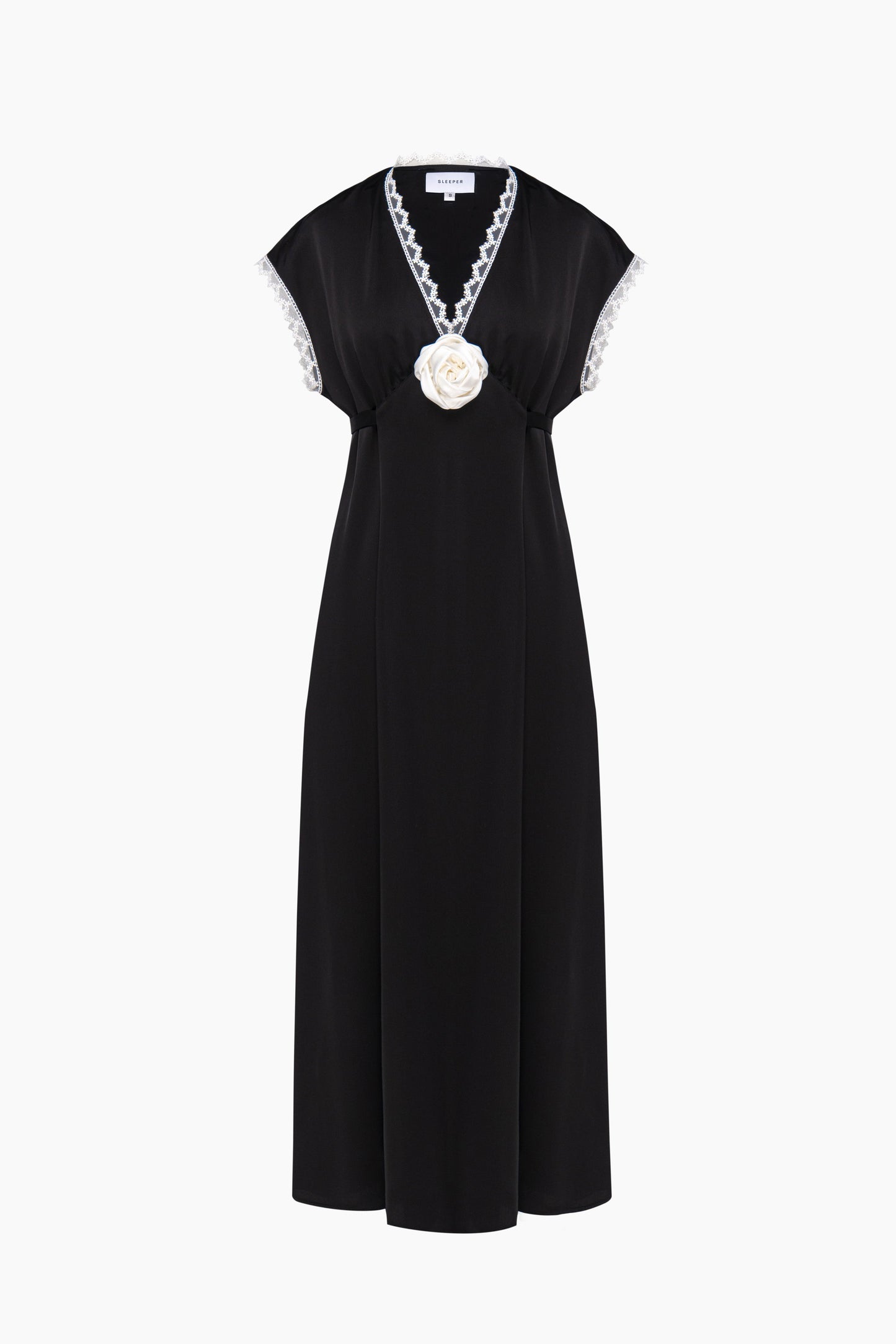 The Genus Rosa Satin Dress in Black
