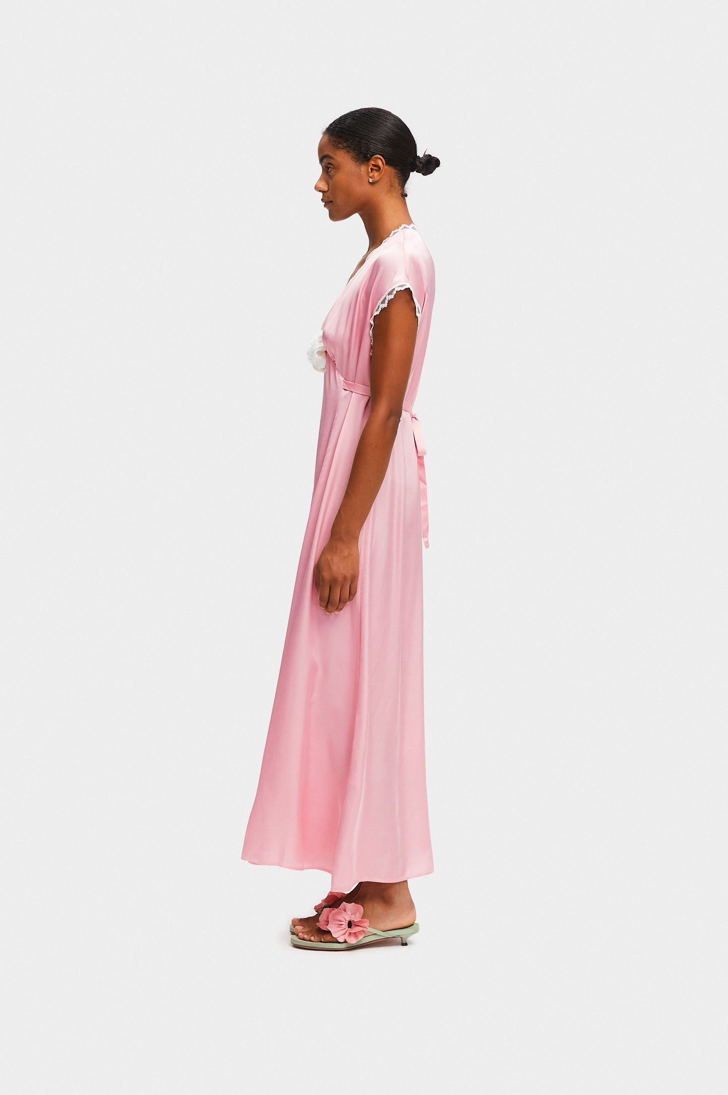 The Genus Rosa Satin Dress in Pink