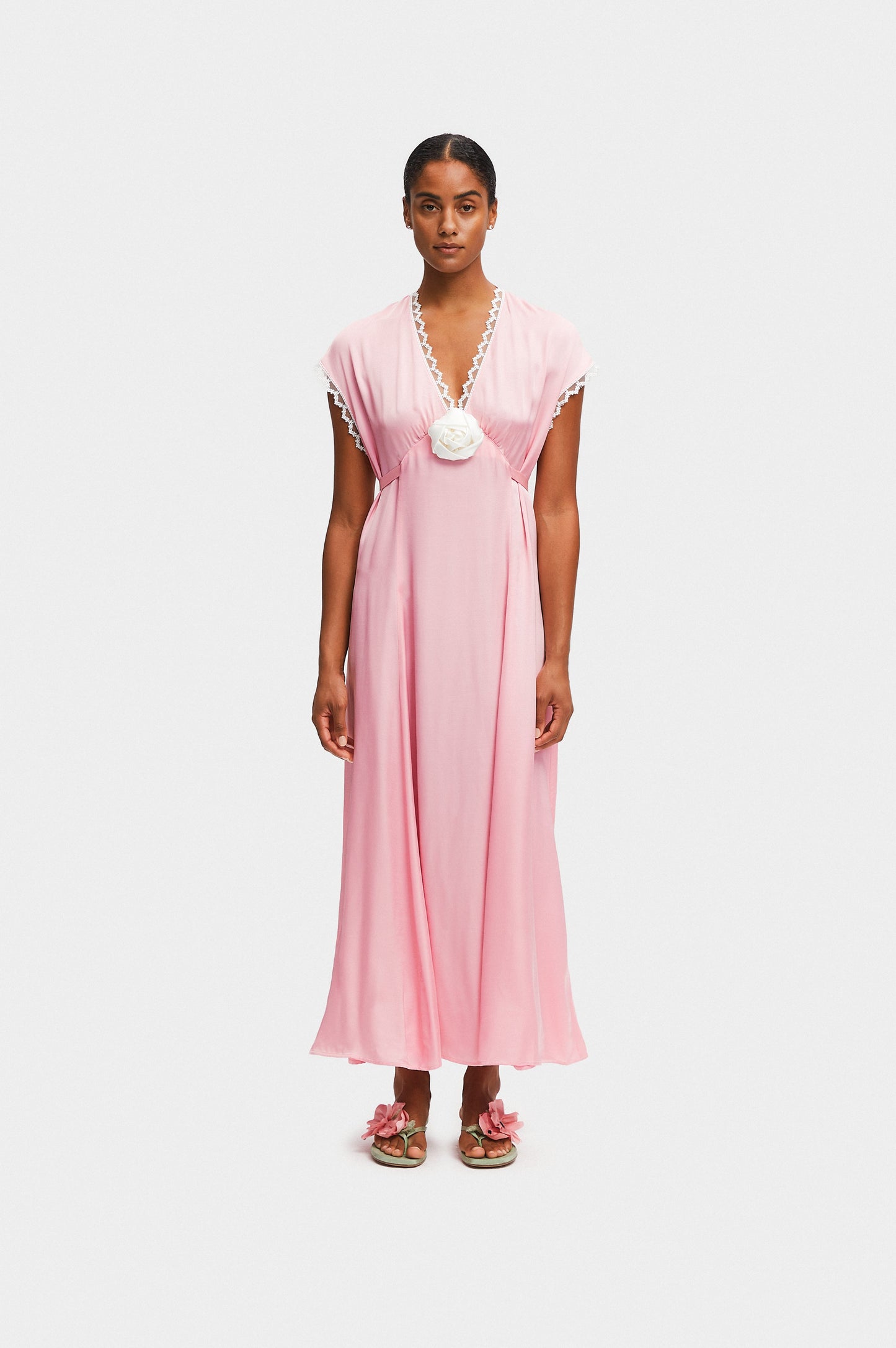 The Genus Rosa Satin Dress in Pink