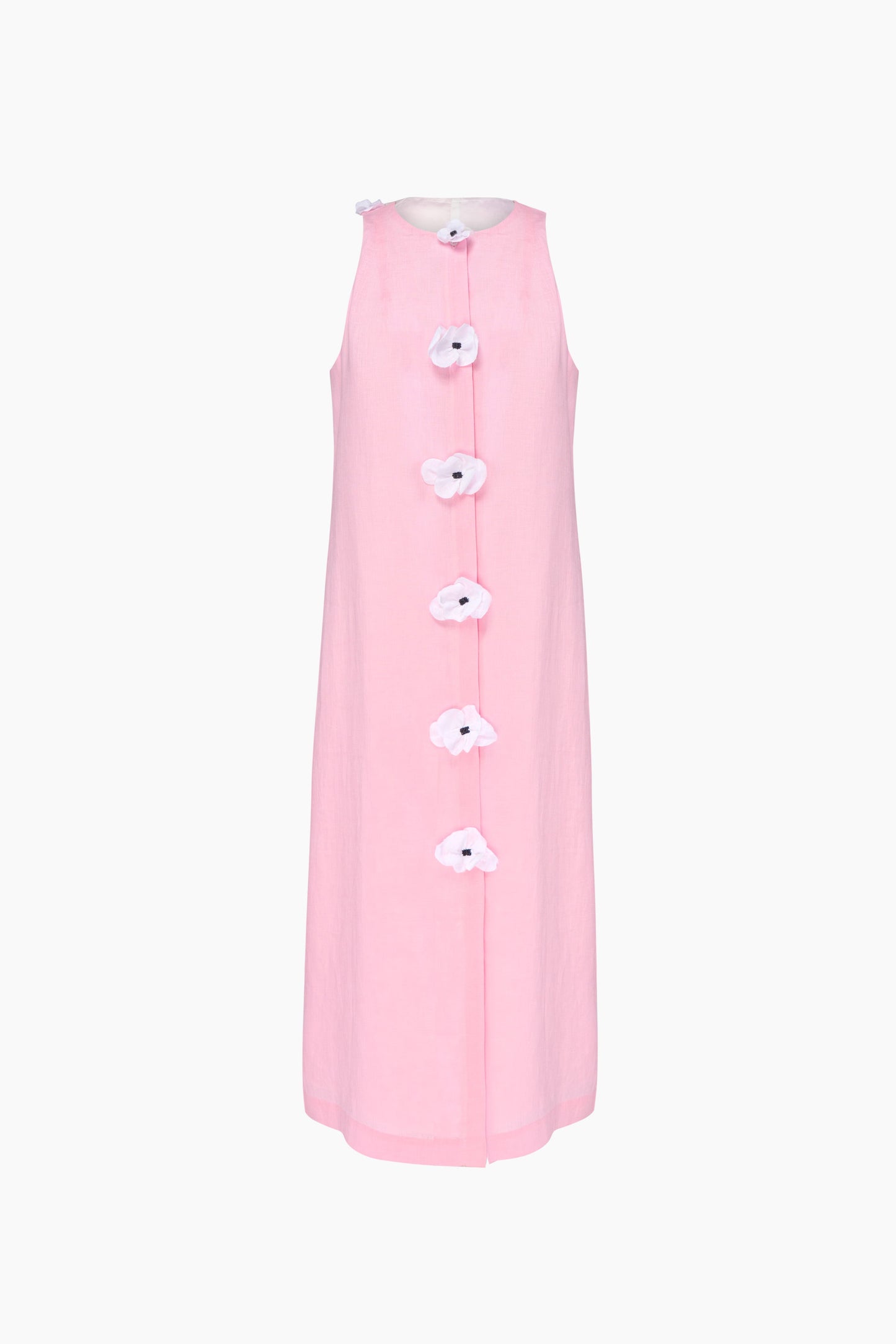 The Bloom Maxi Linen Vest Dress in Pink