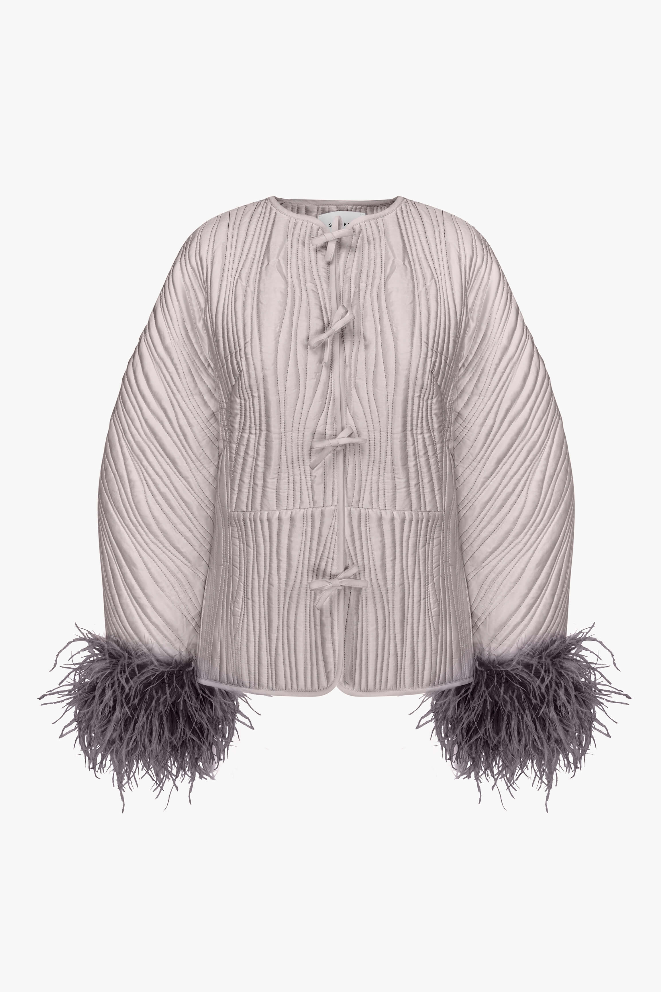 Hebao Jacket with Detachable Feathers in Dust Gray