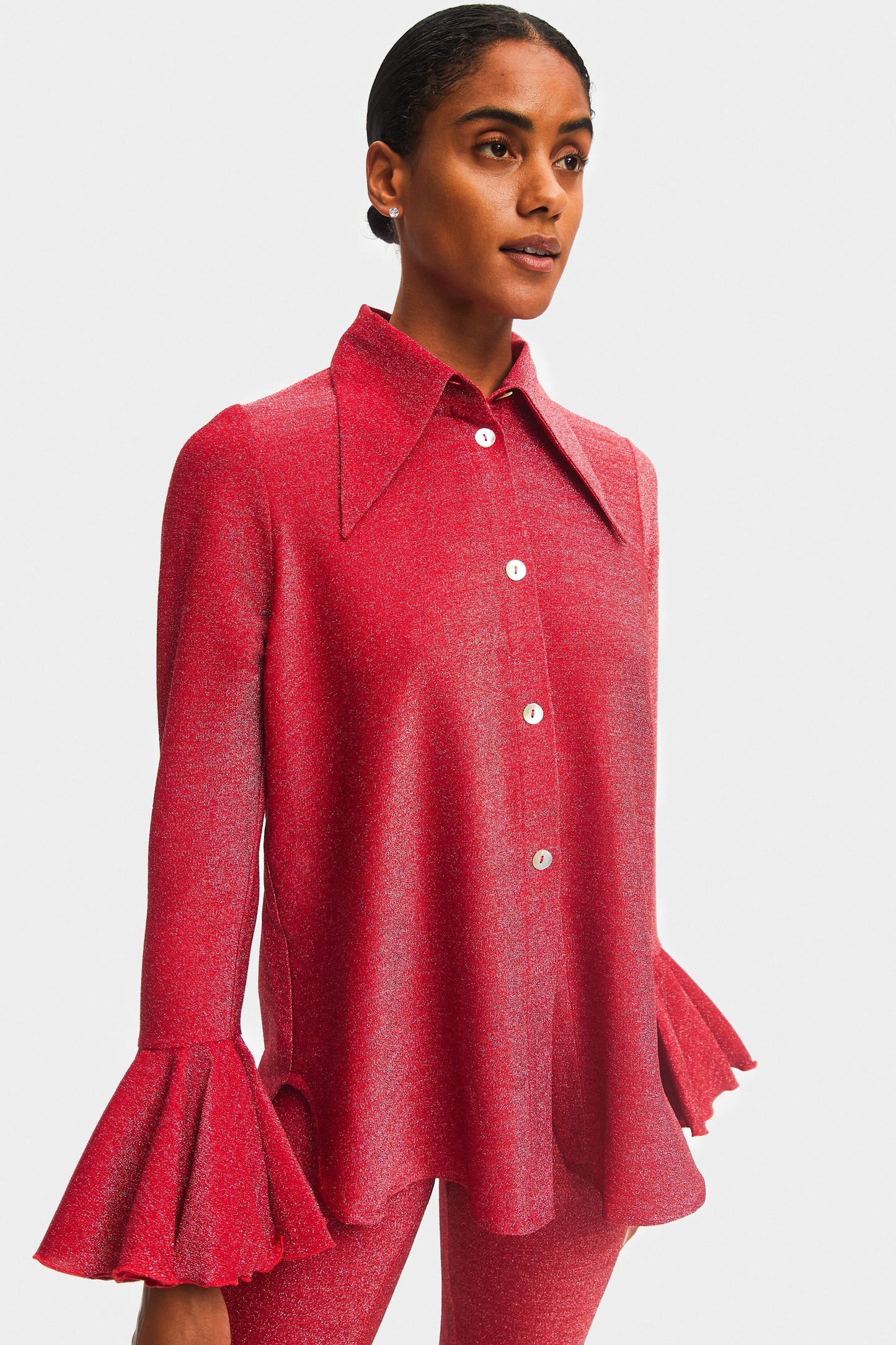 Lurex Lounge Suit with Pants in Red