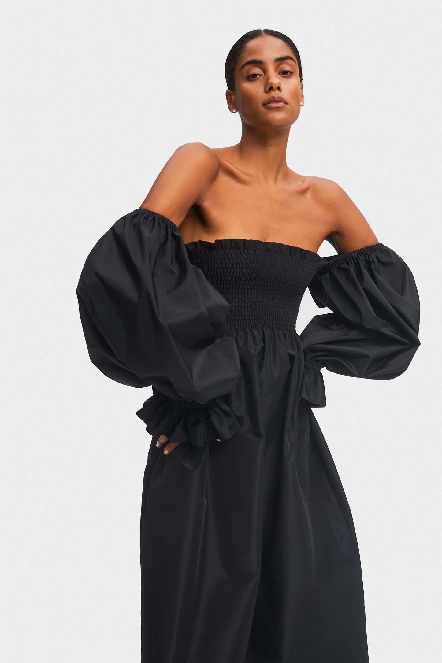 Atlanta Satin Crepe Dress in Black