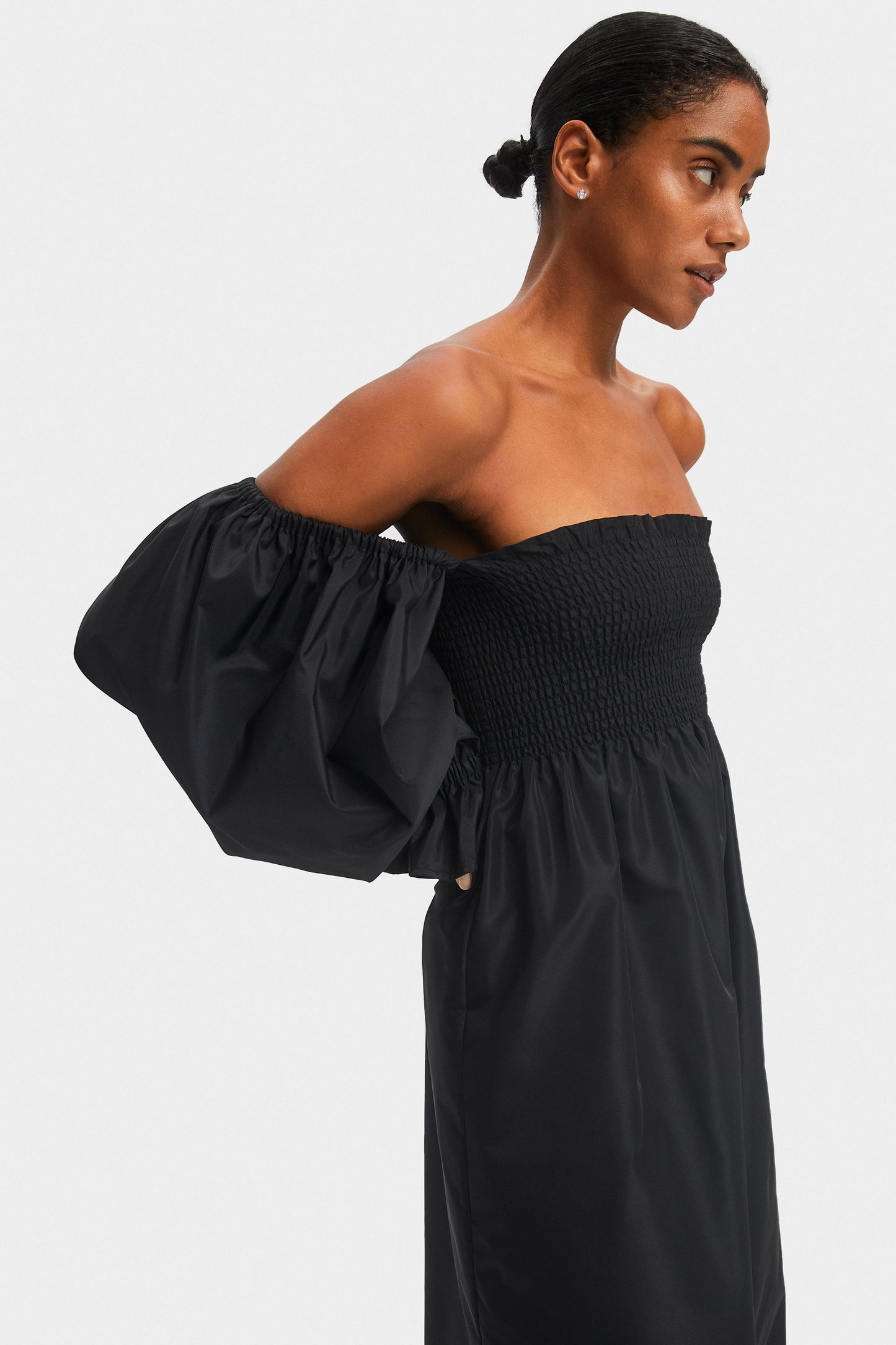 Atlanta Satin Crepe Dress in Black