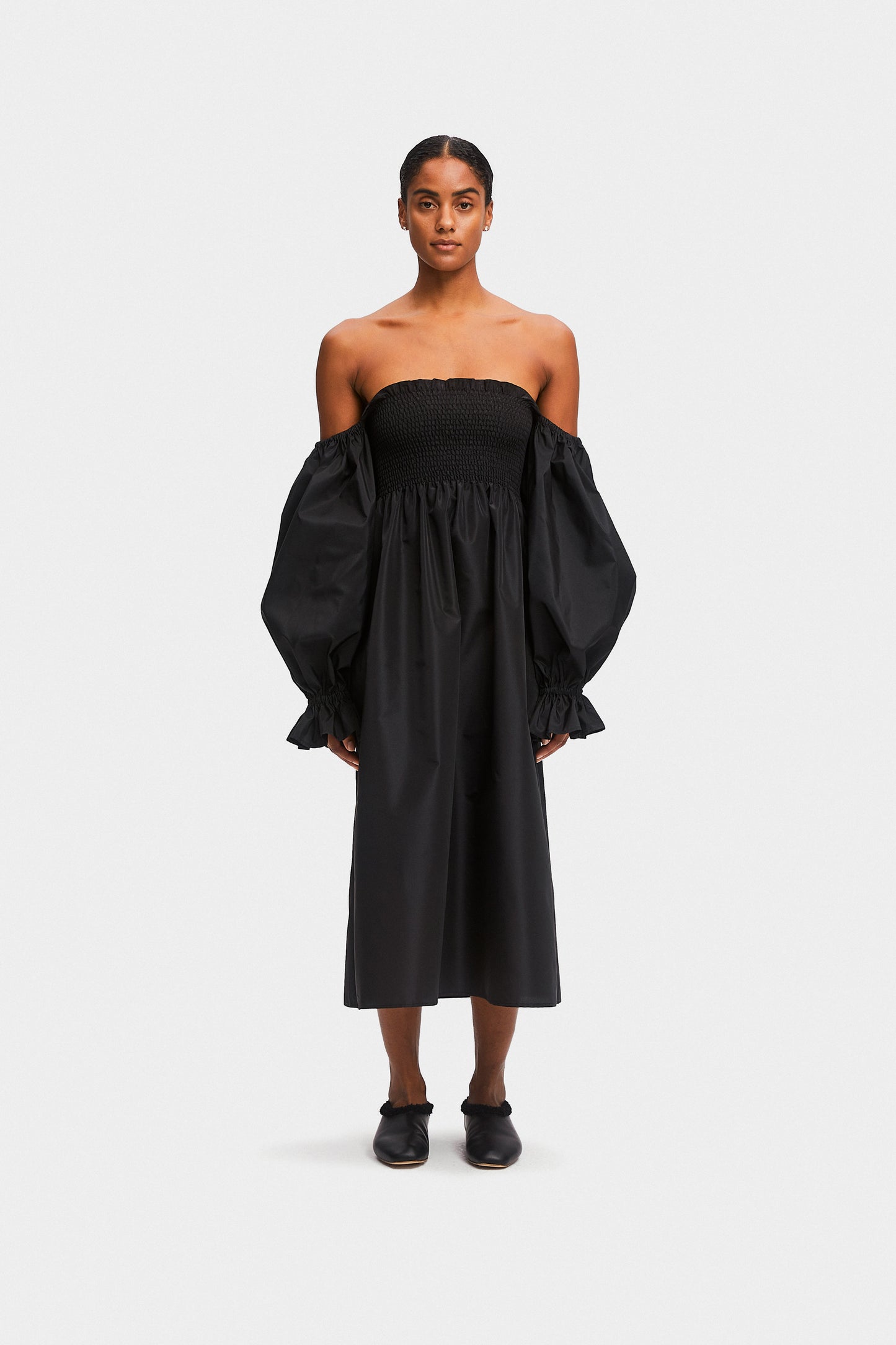 Atlanta Satin Crepe Dress in Black